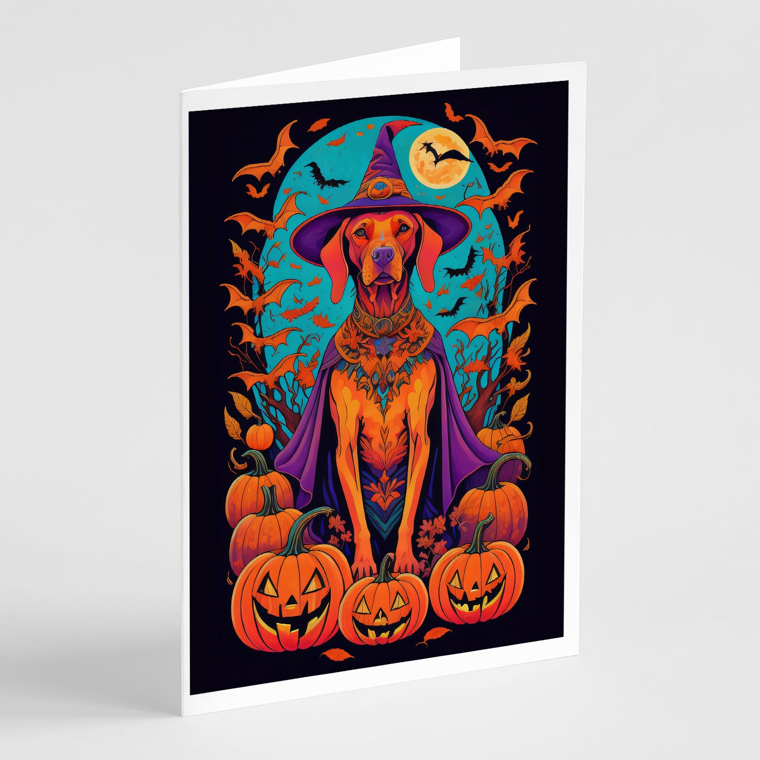 Buy this Vizsla Witchy Halloween Greeting Cards and Envelopes Pack of 8
