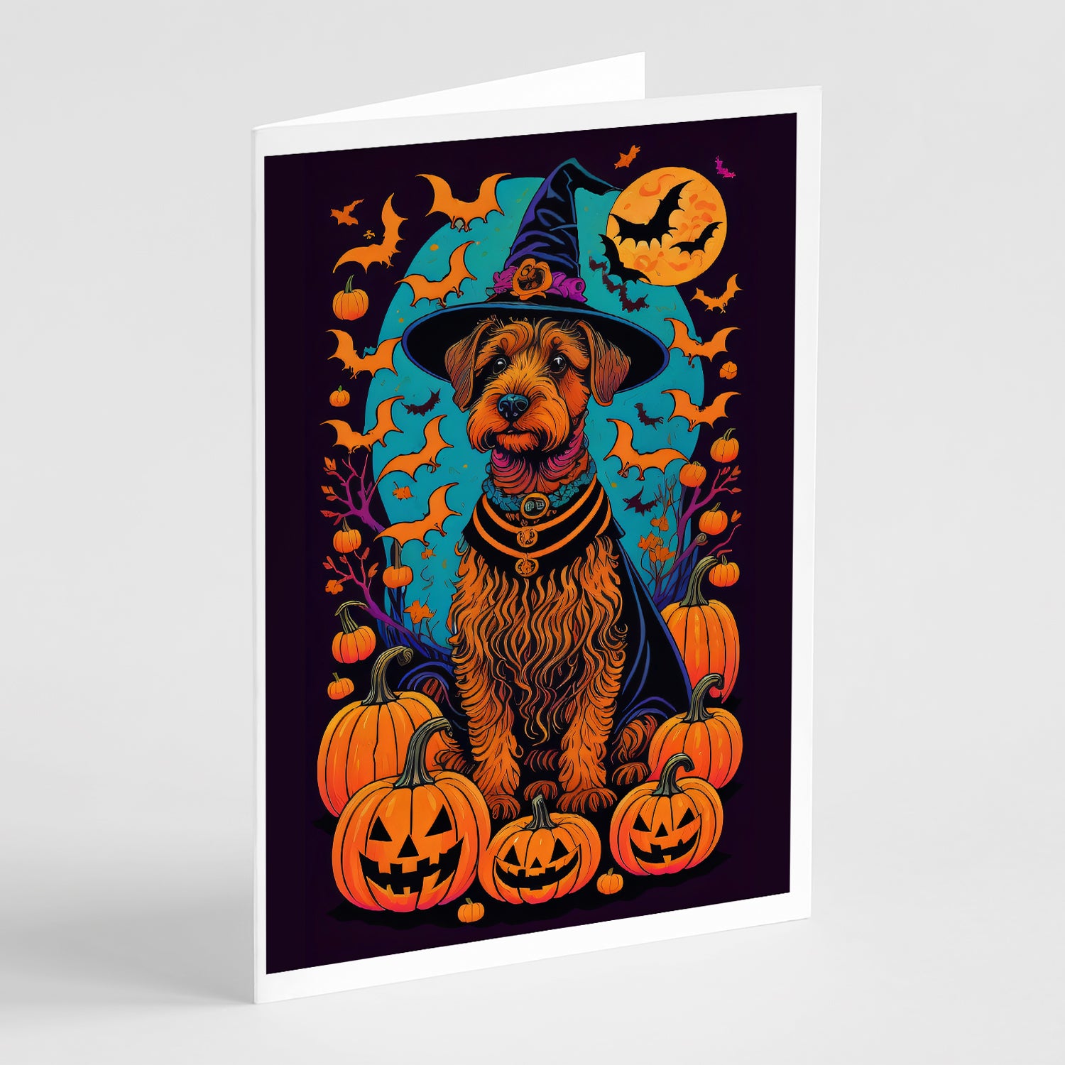 Buy this Welsh Terrier Witchy Halloween Greeting Cards and Envelopes Pack of 8