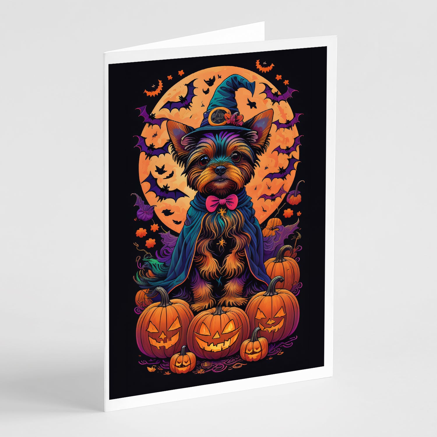 Buy this Yorkie Witchy Halloween Greeting Cards and Envelopes Pack of 8