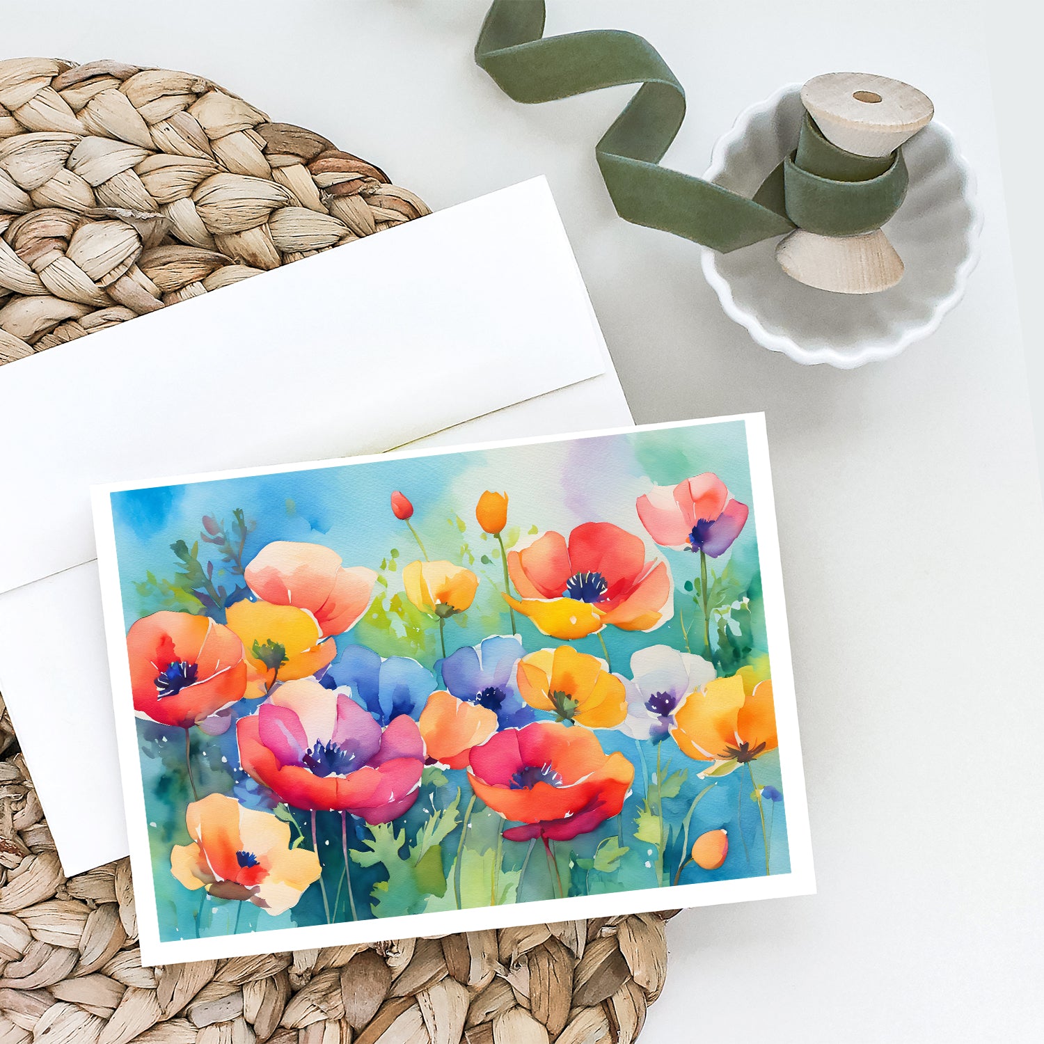 Buy this Anemones in Watercolor Greeting Cards and Envelopes Pack of 8