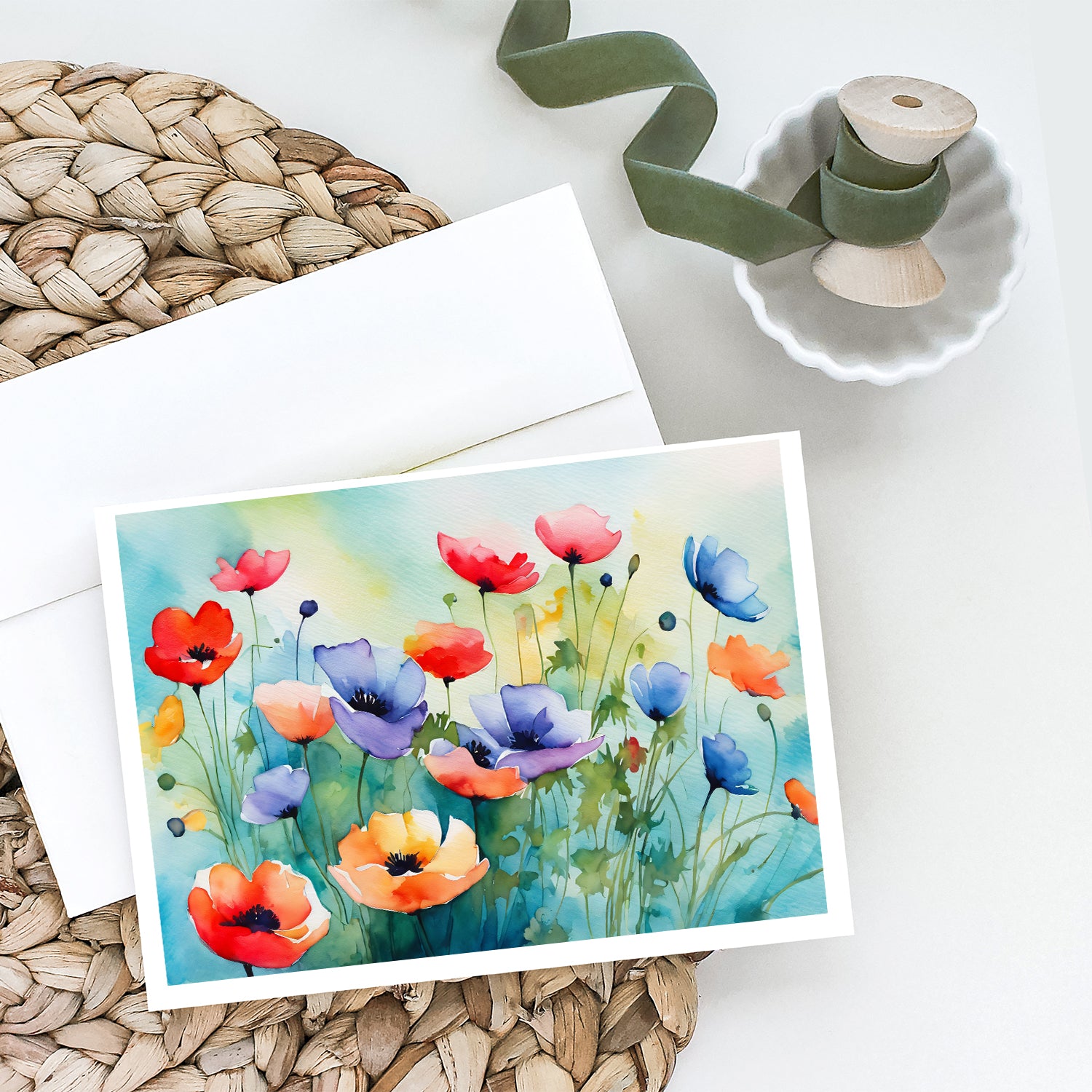 Buy this Anemones in Watercolor Greeting Cards and Envelopes Pack of 8