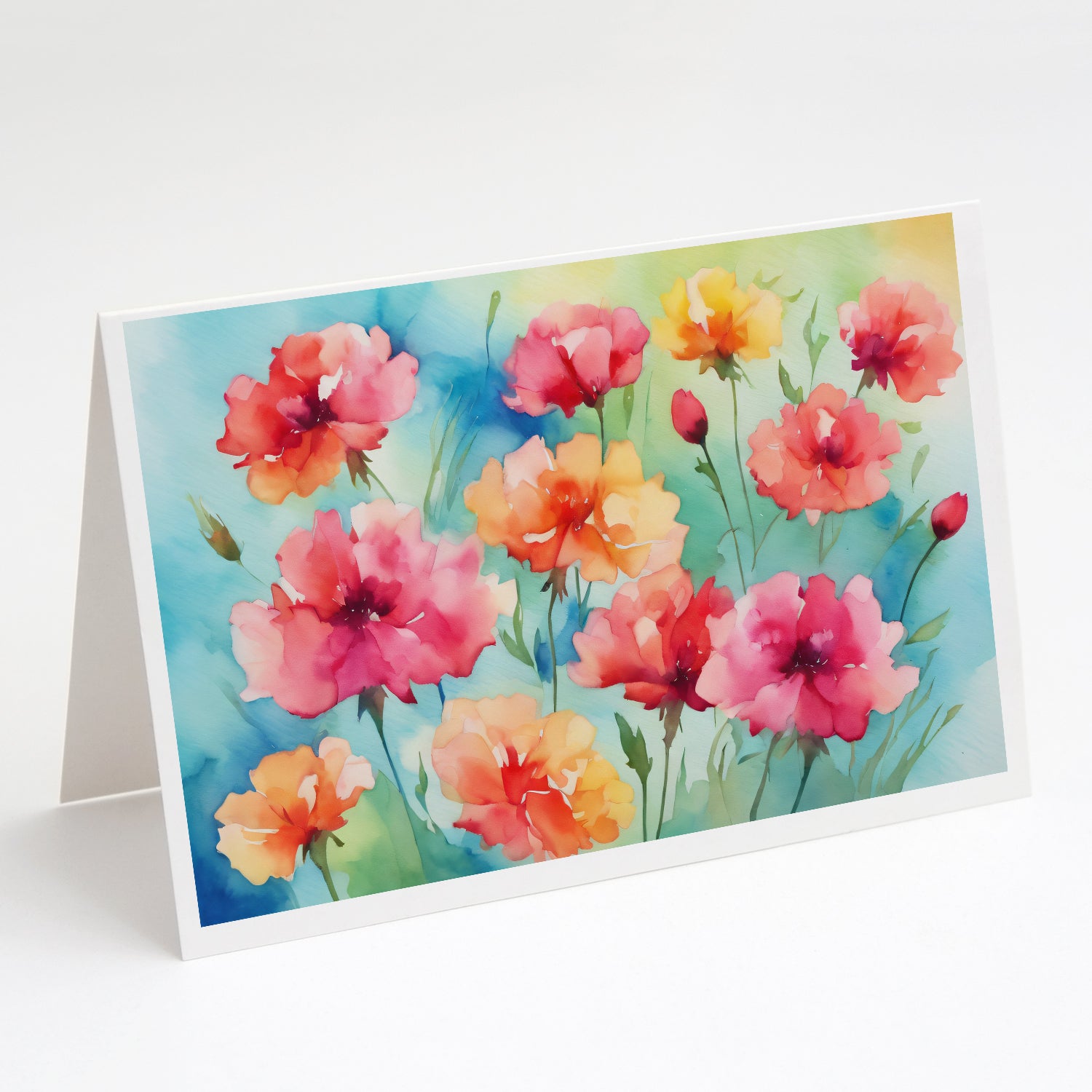 Buy this Carnations in Watercolor Greeting Cards and Envelopes Pack of 8