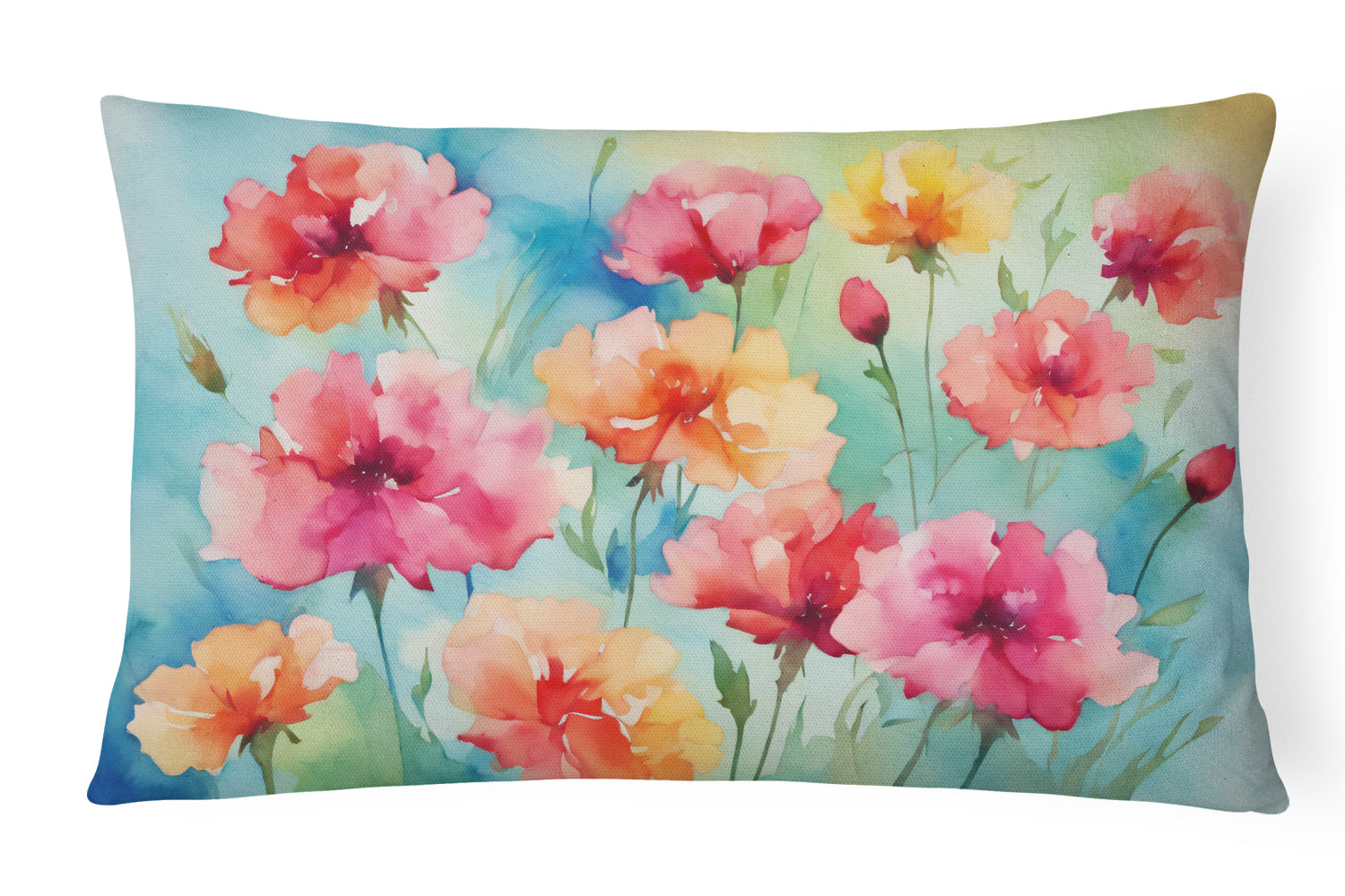 Buy this Carnations in Watercolor Fabric Decorative Pillow