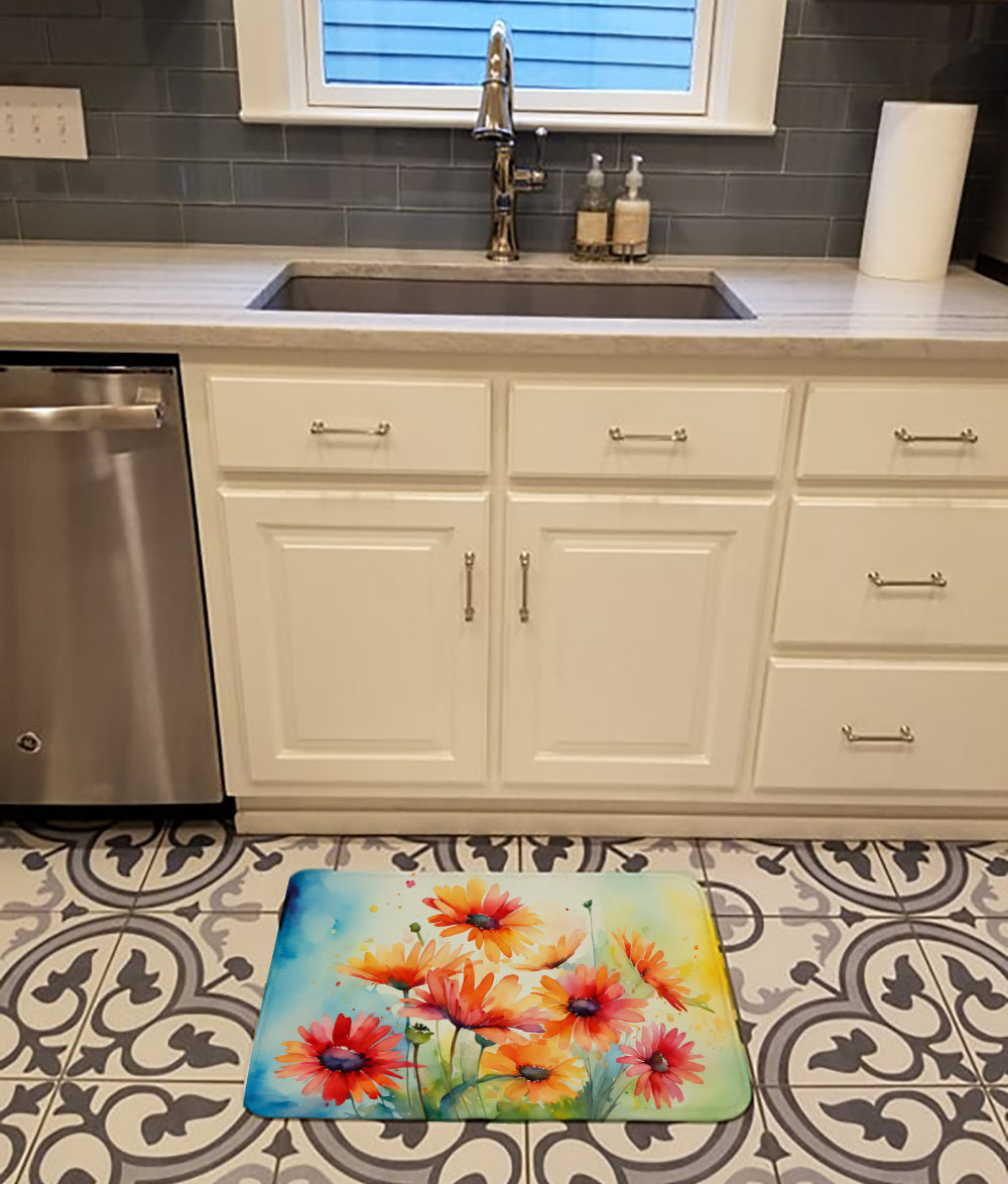 Buy this Gerbera Daisies in Watercolor Memory Foam Kitchen Mat