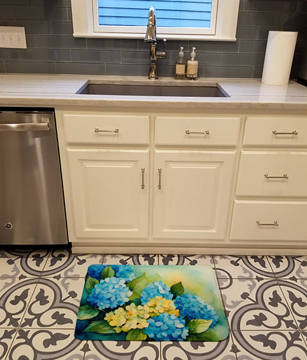 Buy this Hydrangeas in Watercolor Memory Foam Kitchen Mat