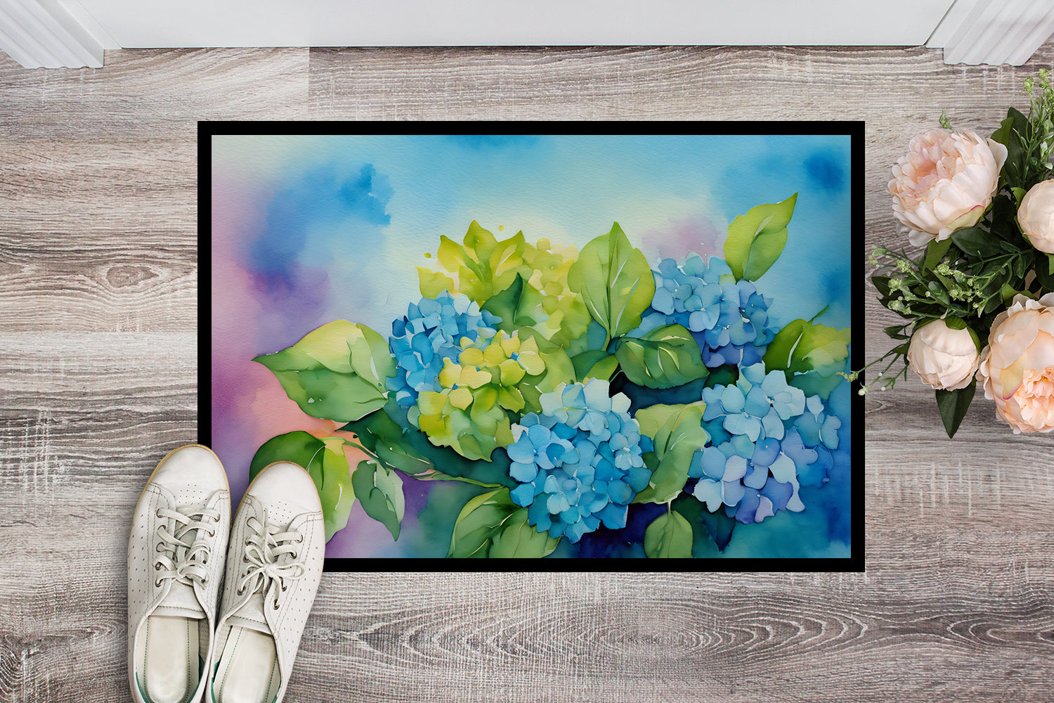 Buy this Hydrangeas in Watercolor Doormat 18x27