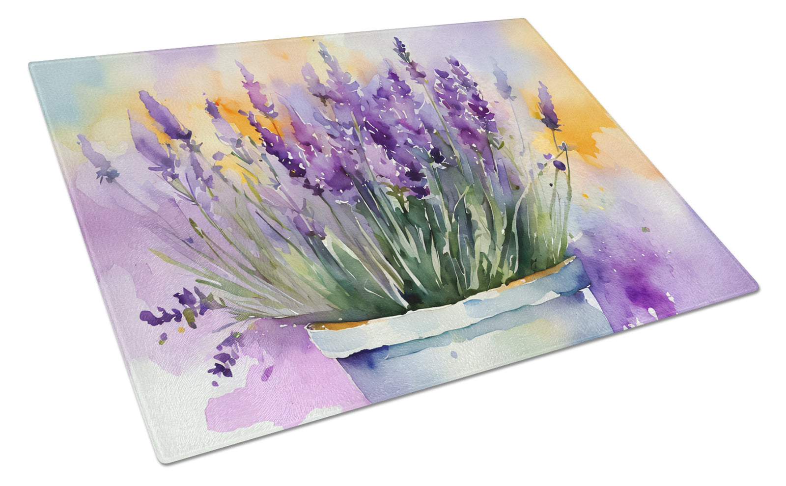 Buy this Lavender in Watercolor Glass Cutting Board Large