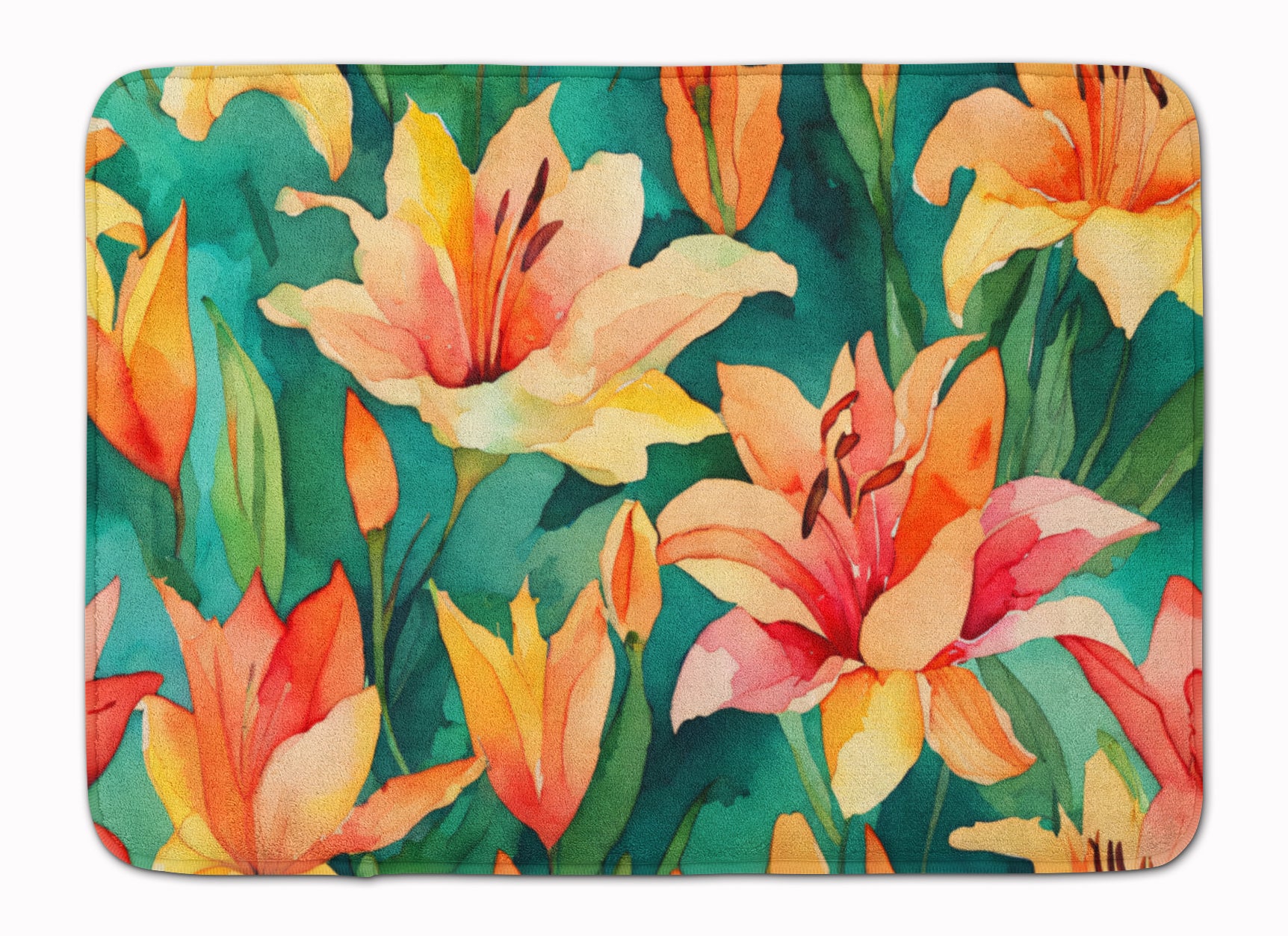 Buy this Lilies in Watercolor Memory Foam Kitchen Mat