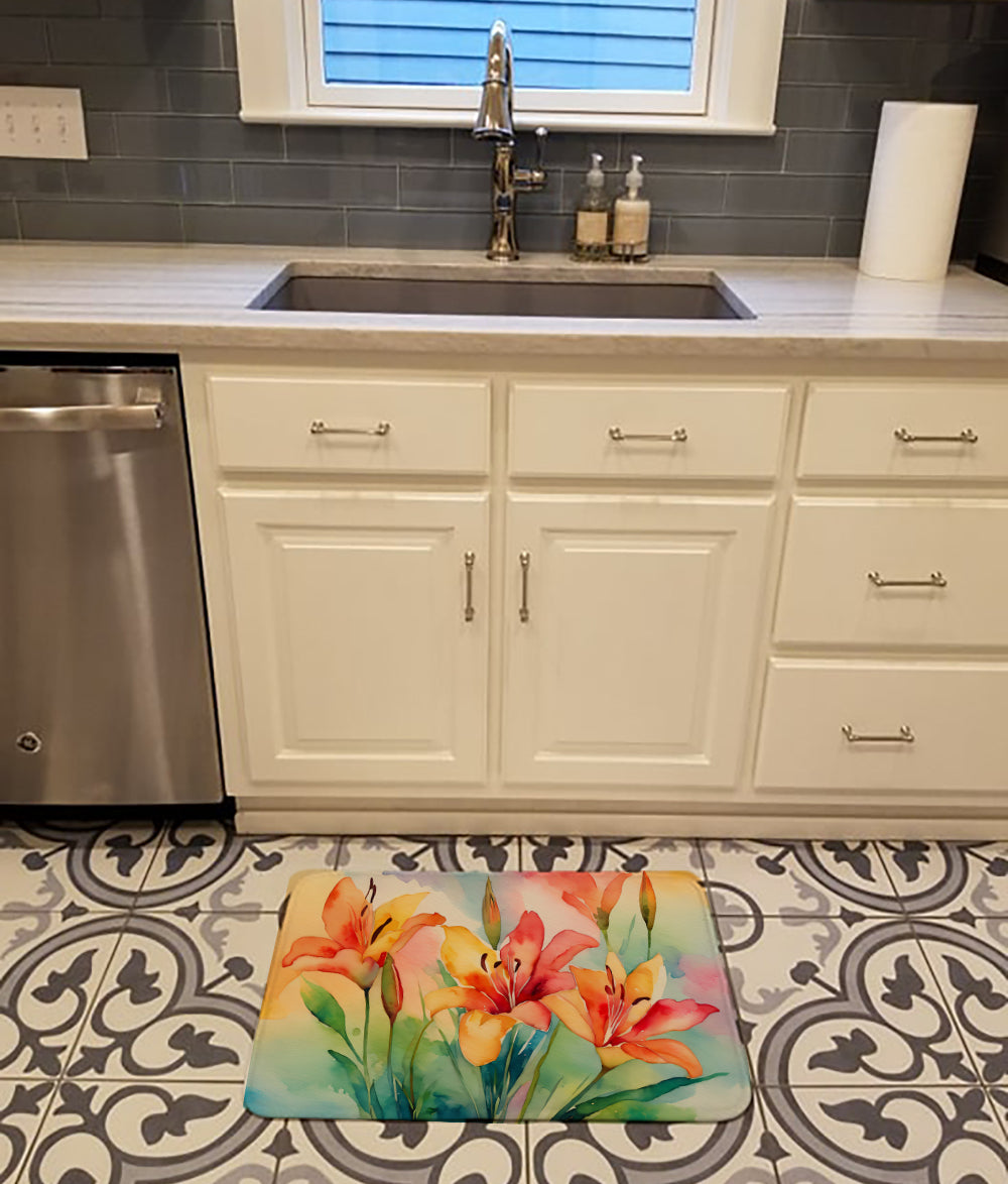 Buy this Lilies in Watercolor Memory Foam Kitchen Mat