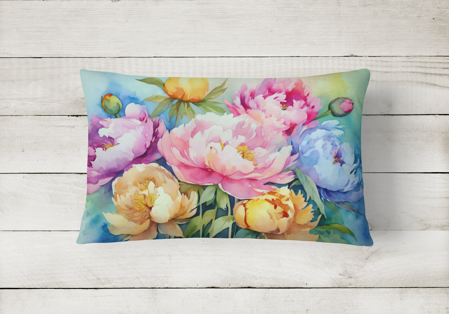 Buy this Peonies in Watercolor Fabric Decorative Pillow