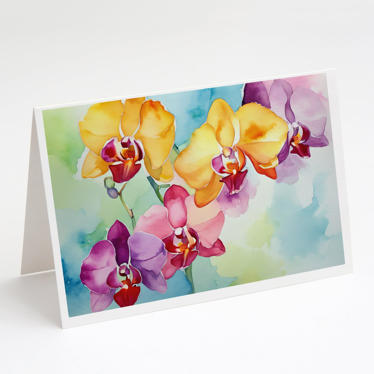 Buy this Orchids in Watercolor Greeting Cards and Envelopes Pack of 8