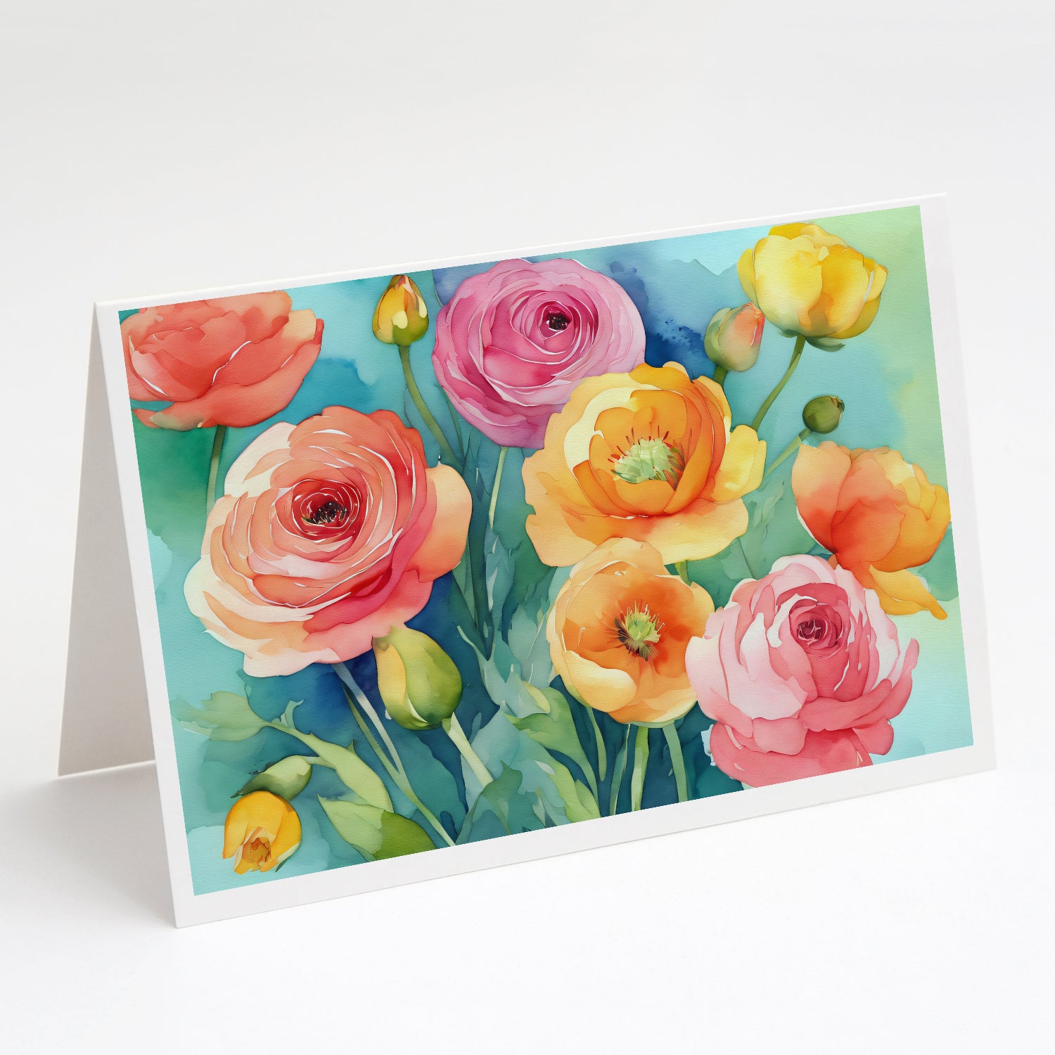 Buy this Ranunculus in Watercolor Greeting Cards and Envelopes Pack of 8