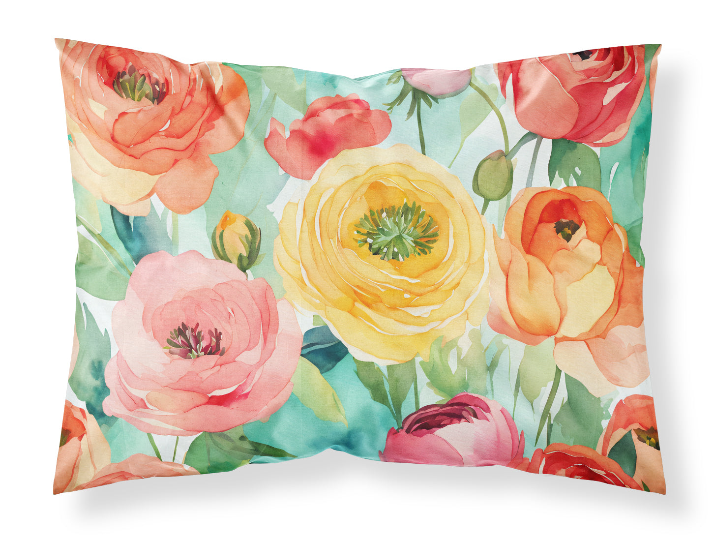 Buy this Ranunculus in Watercolor Fabric Standard Pillowcase
