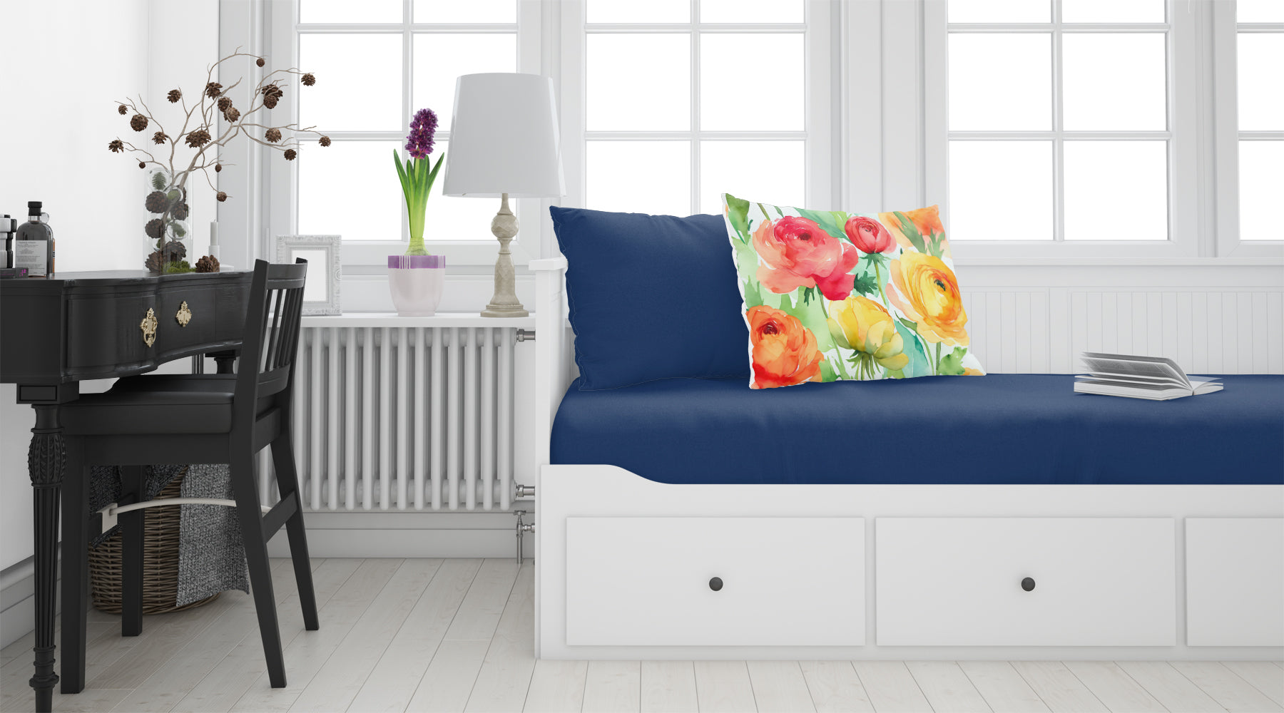 Buy this Ranunculus in Watercolor Fabric Standard Pillowcase