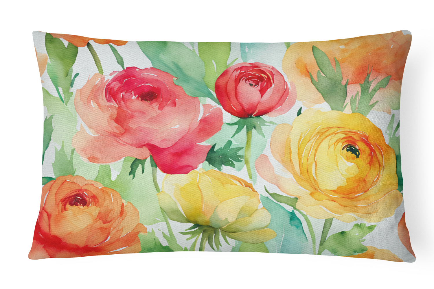 Buy this Ranunculus in Watercolor Fabric Decorative Pillow