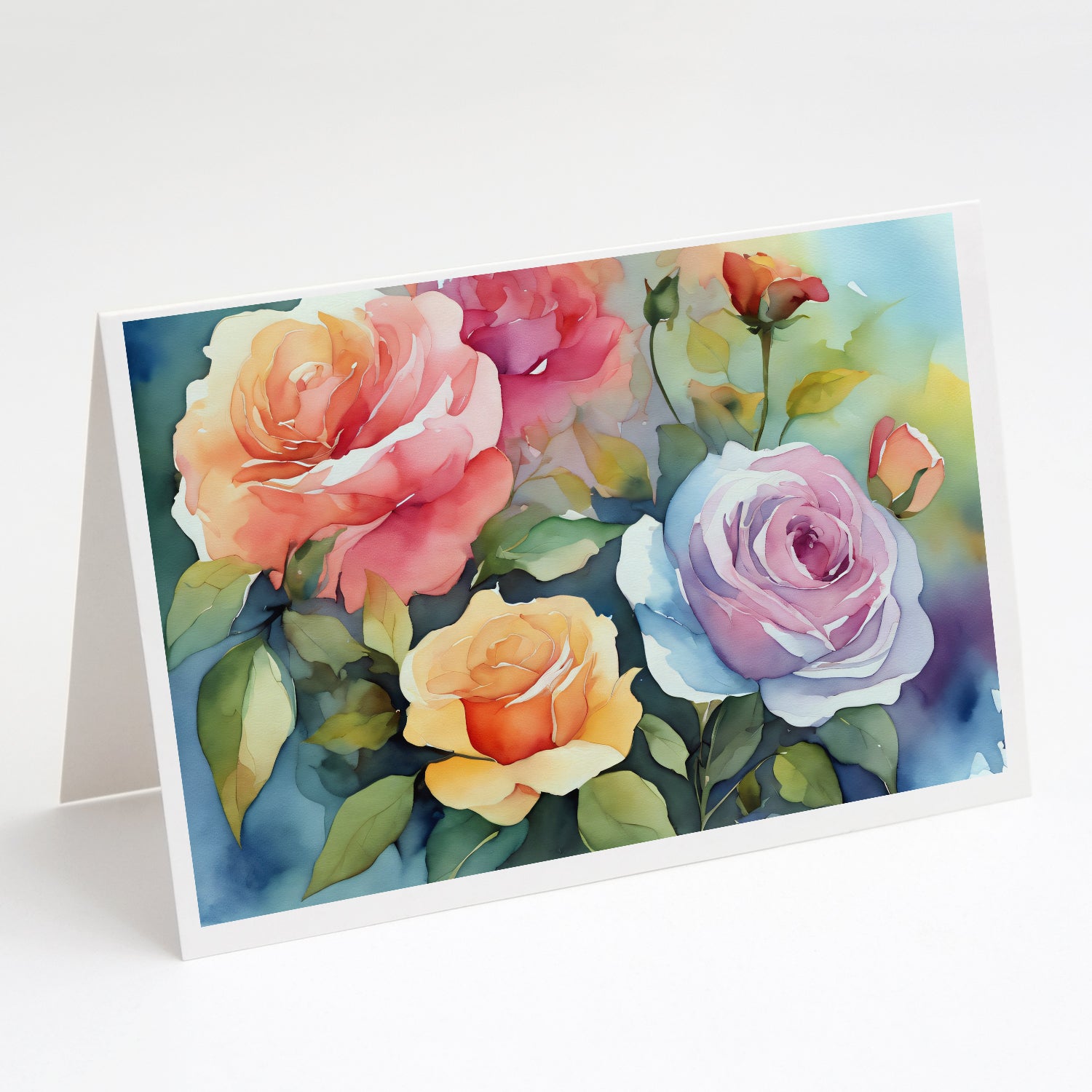 Buy this Roses in Watercolor Greeting Cards and Envelopes Pack of 8