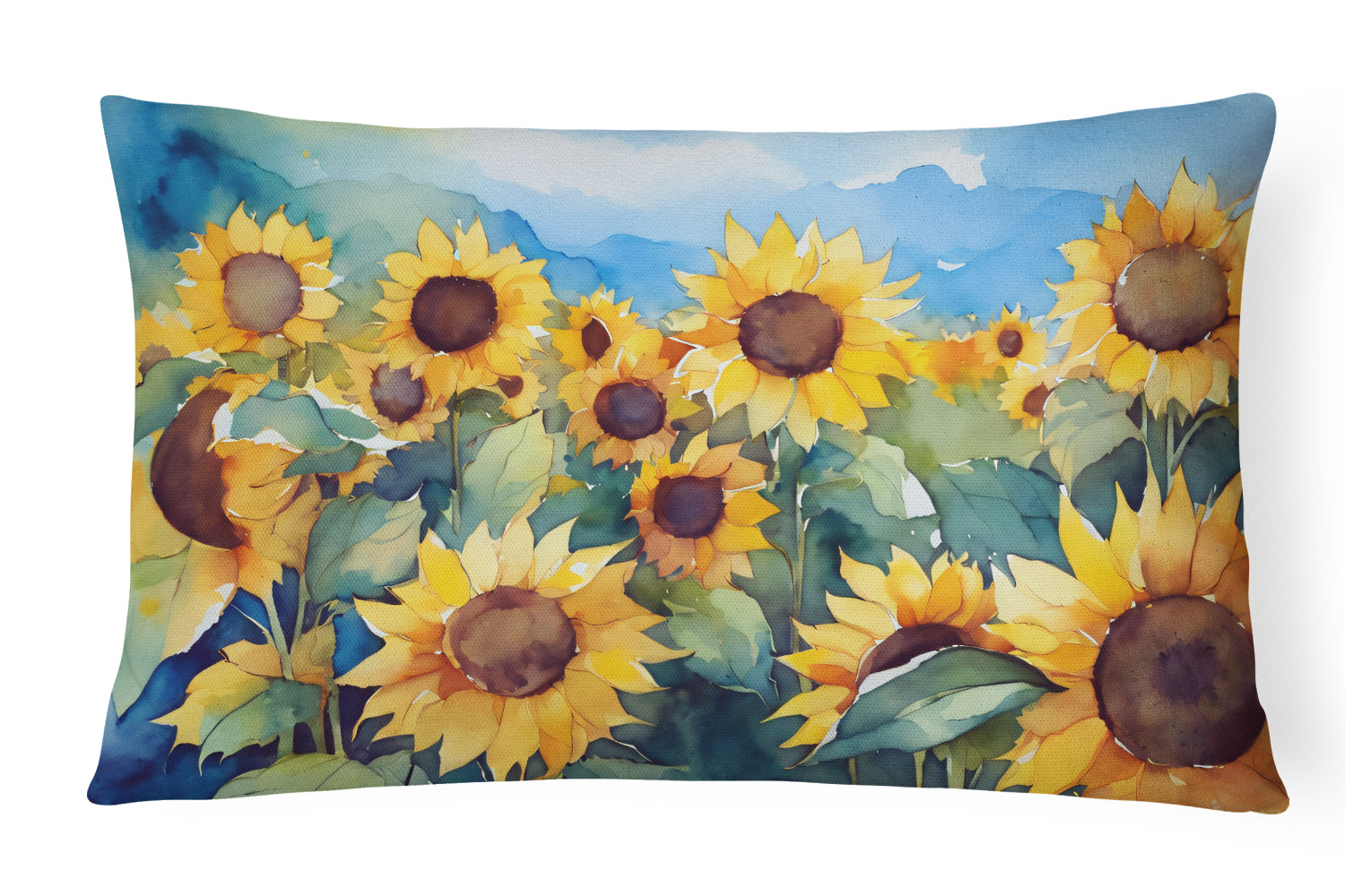 Buy this Sunflowers in Watercolor Fabric Decorative Pillow