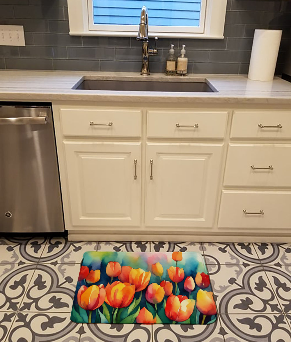 Buy this Tulips in Watercolor Memory Foam Kitchen Mat
