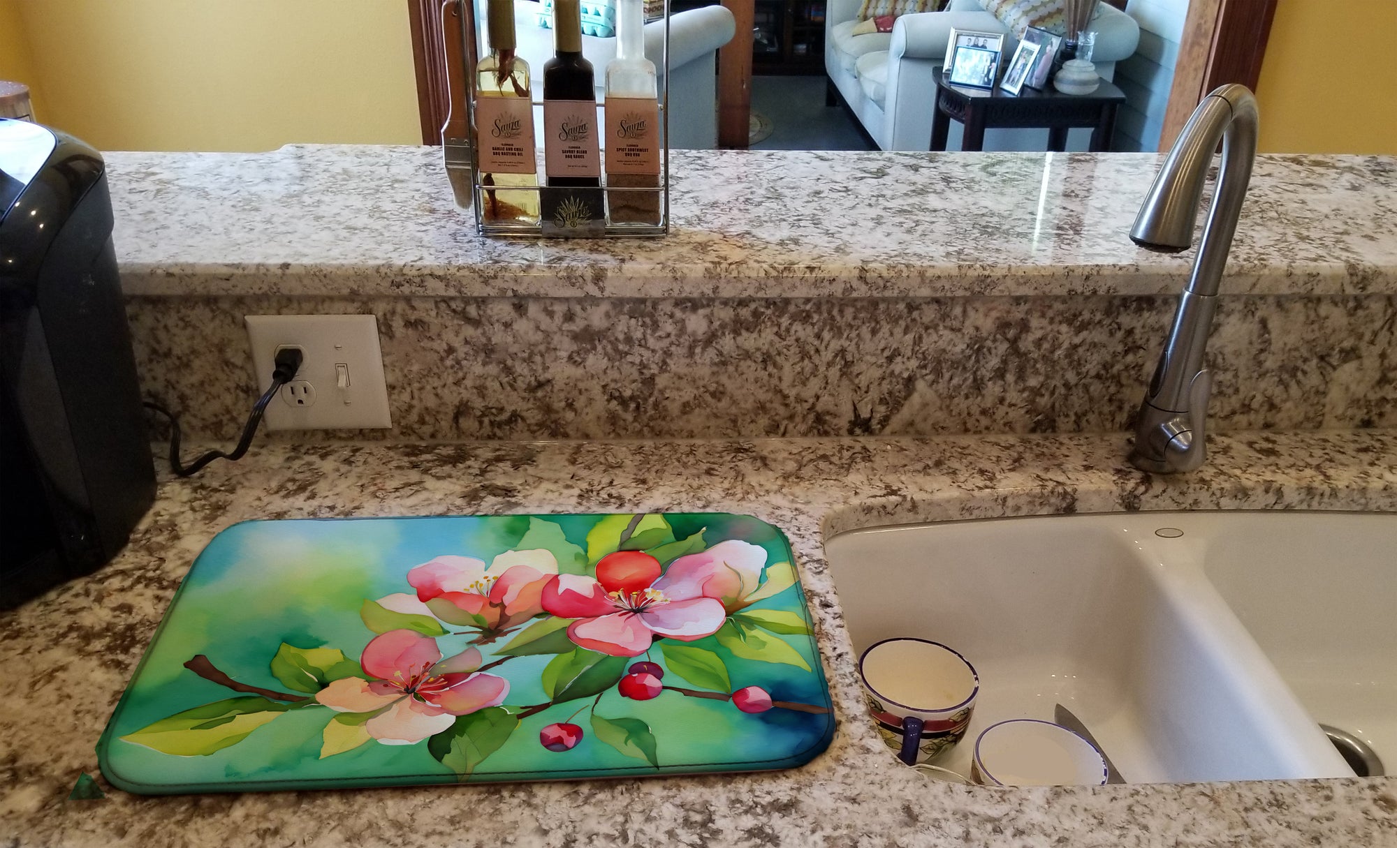 Buy this Arkansas Apple Blossom in Watercolor Dish Drying Mat