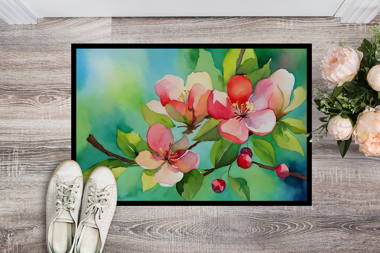 Buy this Arkansas Apple Blossom in Watercolor Doormat 18x27