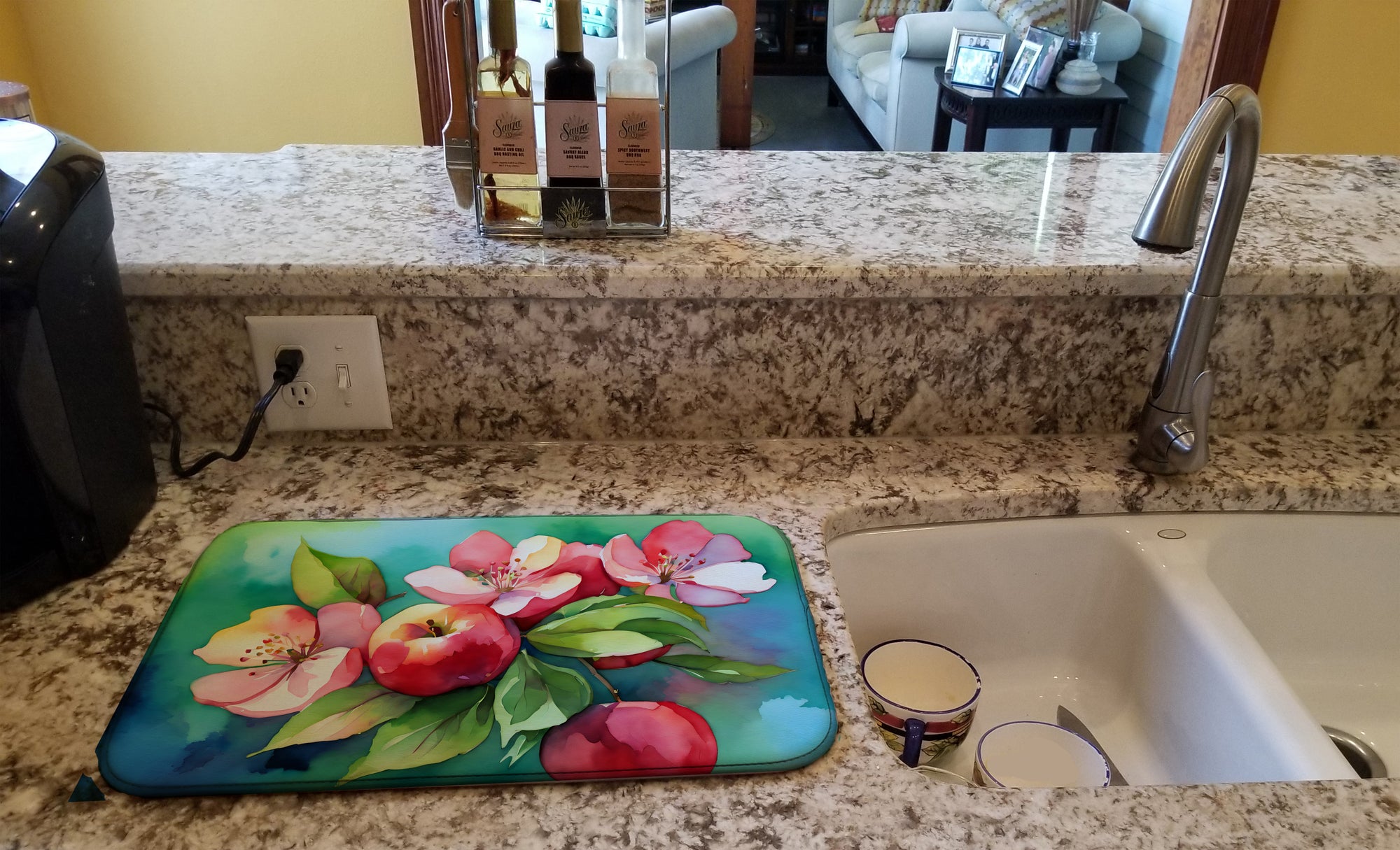 Buy this Arkansas Apple Blossom in Watercolor Dish Drying Mat