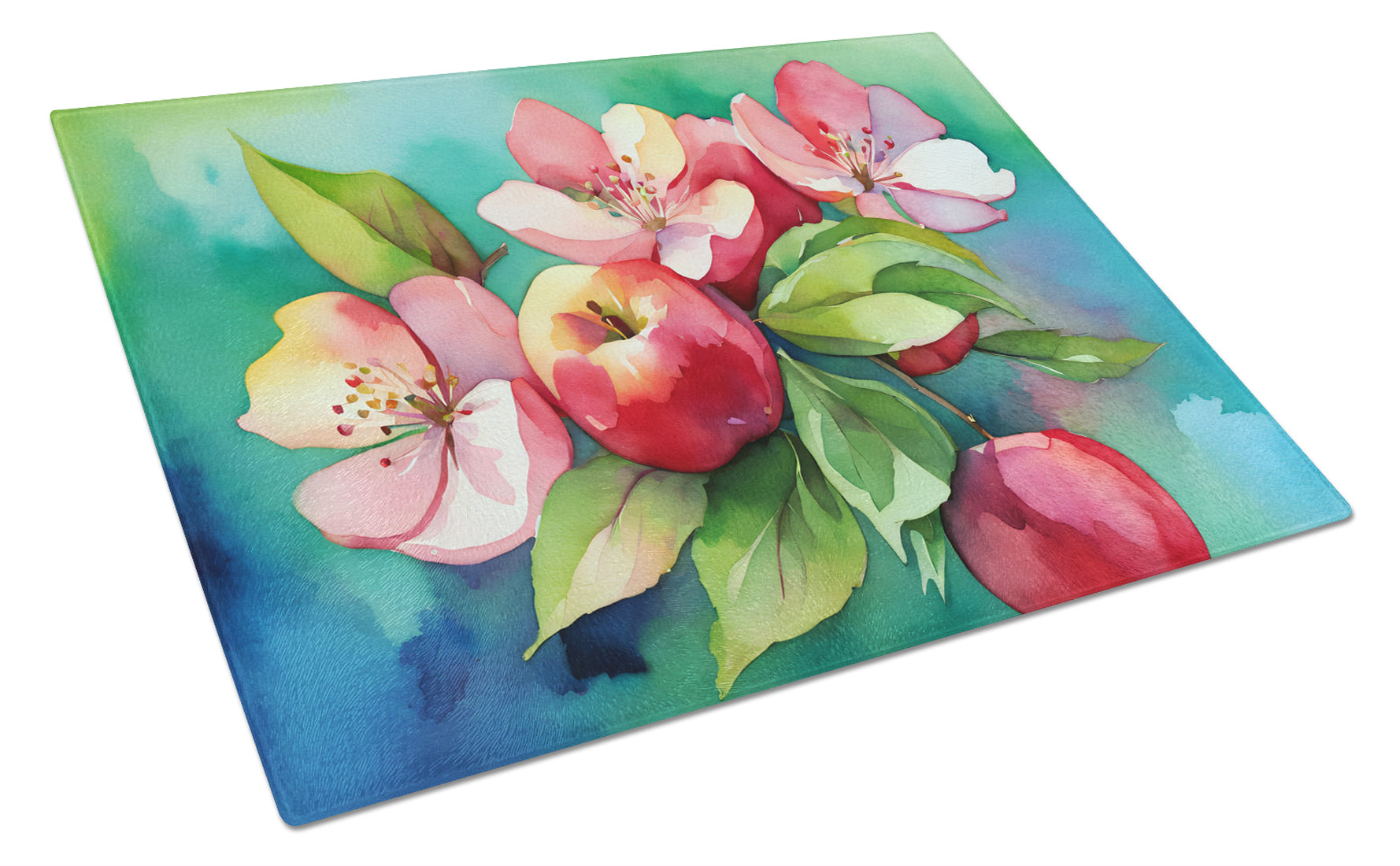 Buy this Arkansas Apple Blossom in Watercolor Glass Cutting Board Large