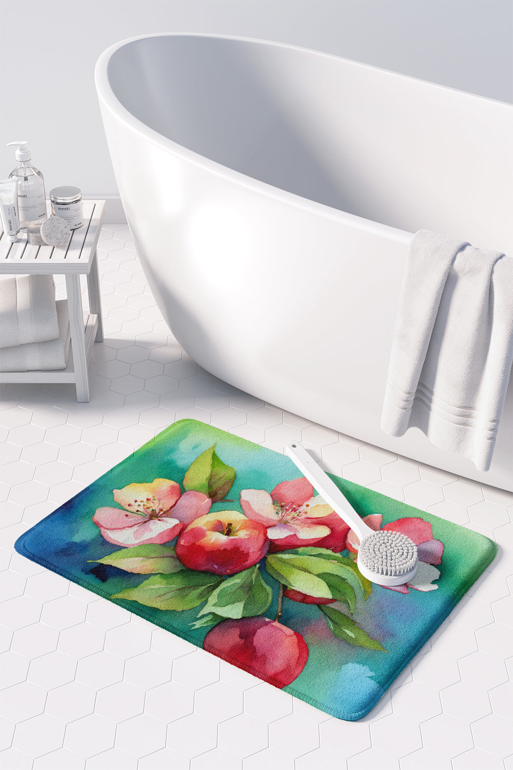 Arkansas Apple Blossom in Watercolor Memory Foam Kitchen Mat