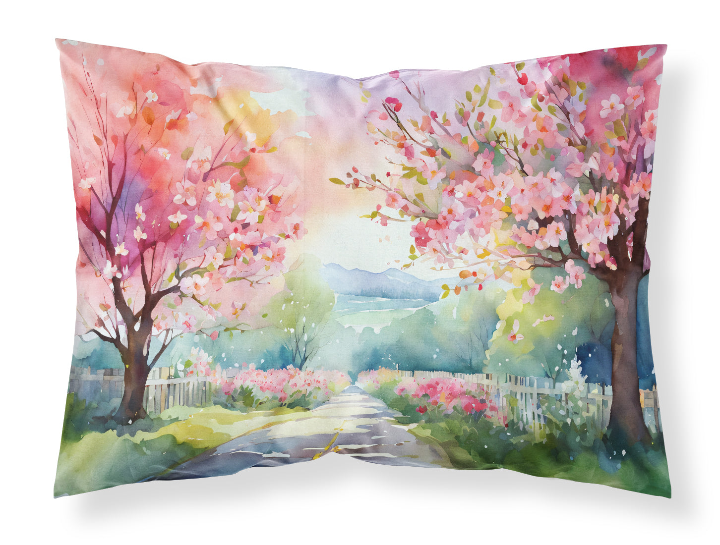 Buy this Michigan Apple Blossoms in Watercolor Fabric Standard Pillowcase