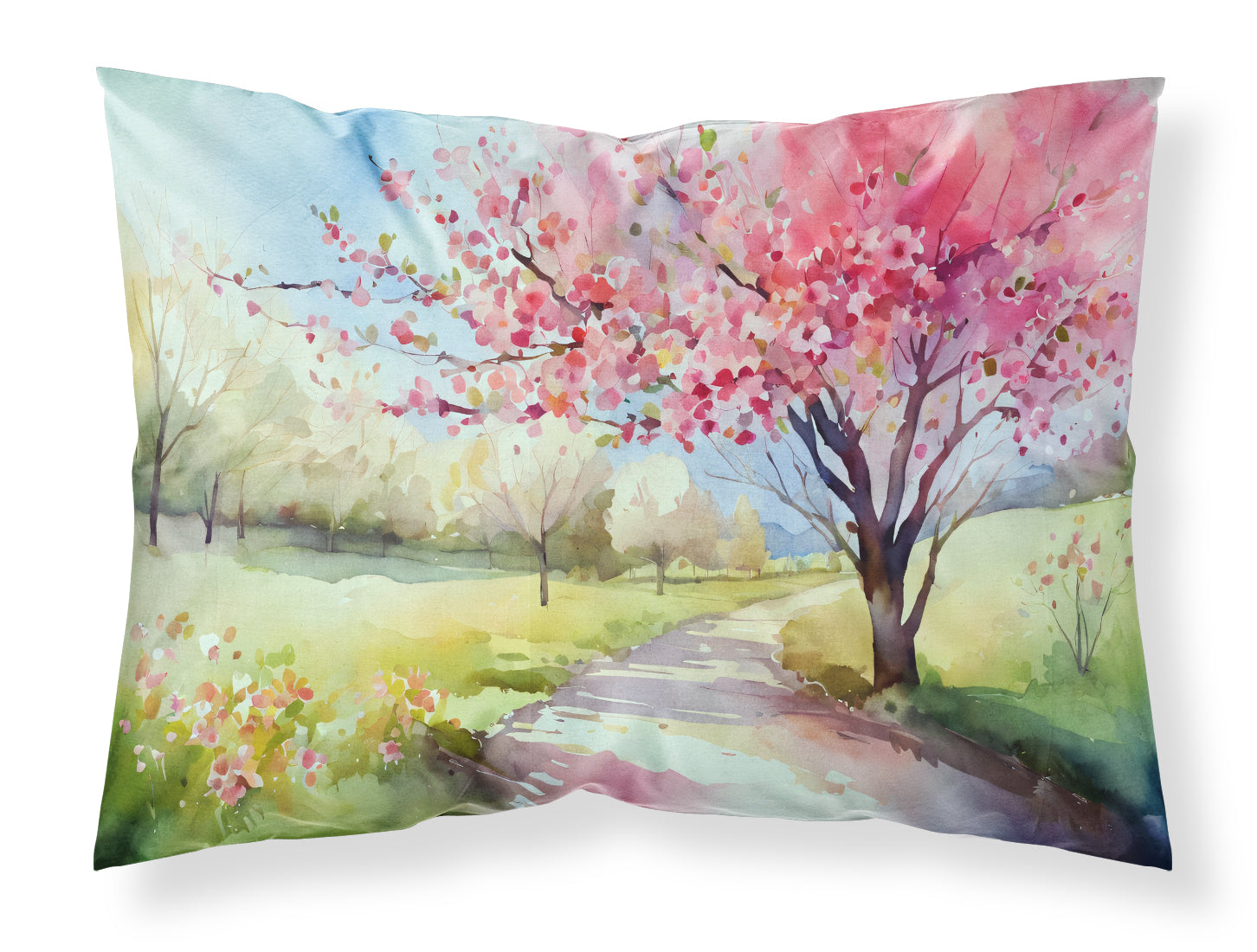 Buy this Michigan Apple Blossoms in Watercolor Fabric Standard Pillowcase