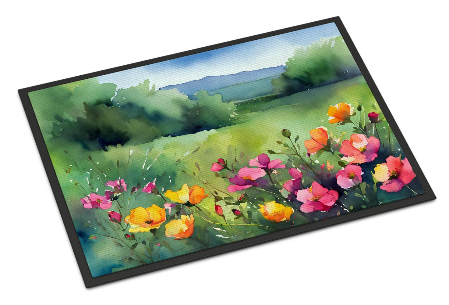 Buy this North Dakota Wild Prairie Roses in Watercolor Doormat 18x27