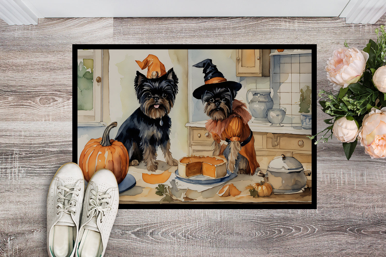 Buy this Affenpinscher Fall Kitchen Pumpkins Doormat 18x27