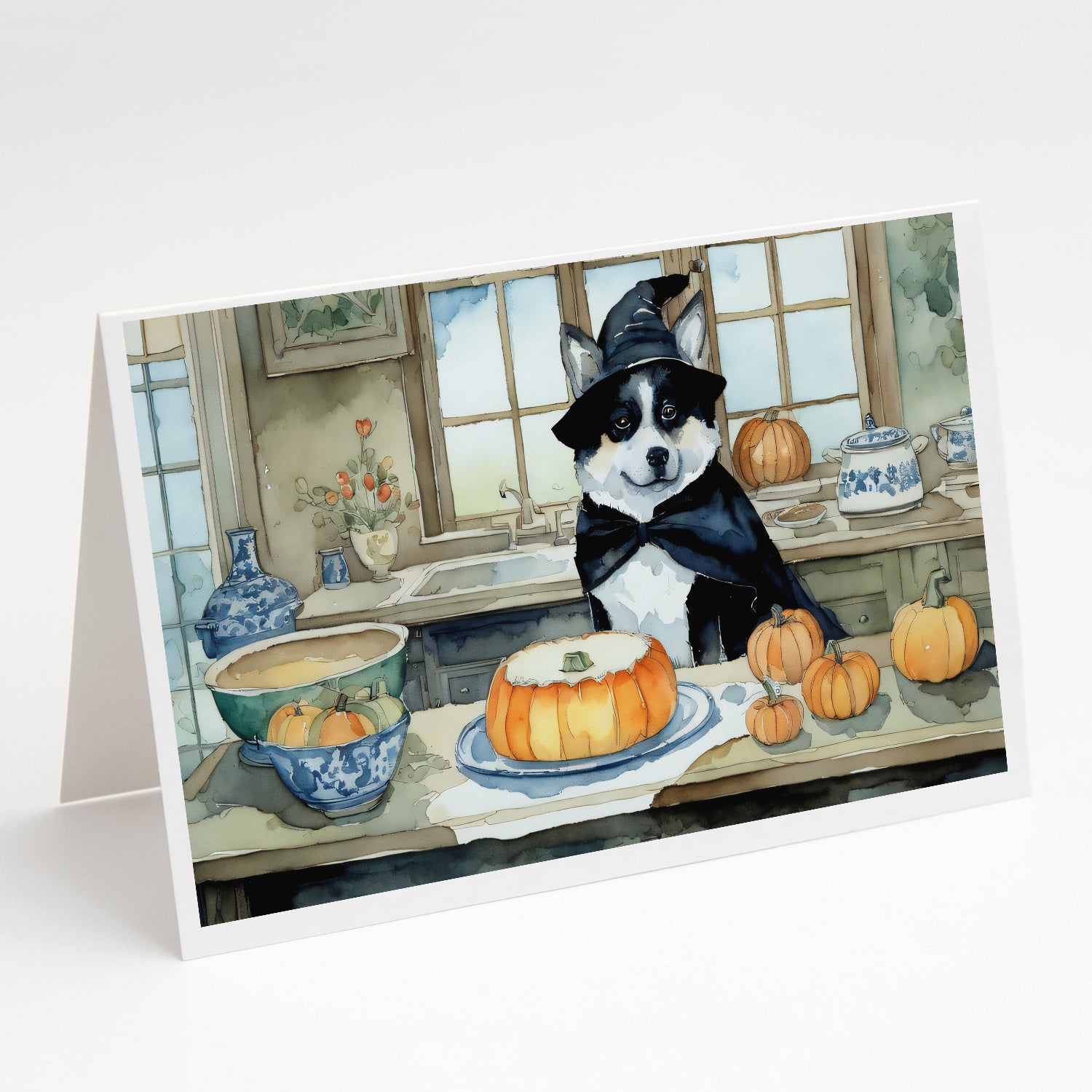 Buy this Akita Fall Kitchen Pumpkins Greeting Cards and Envelopes Pack of 8