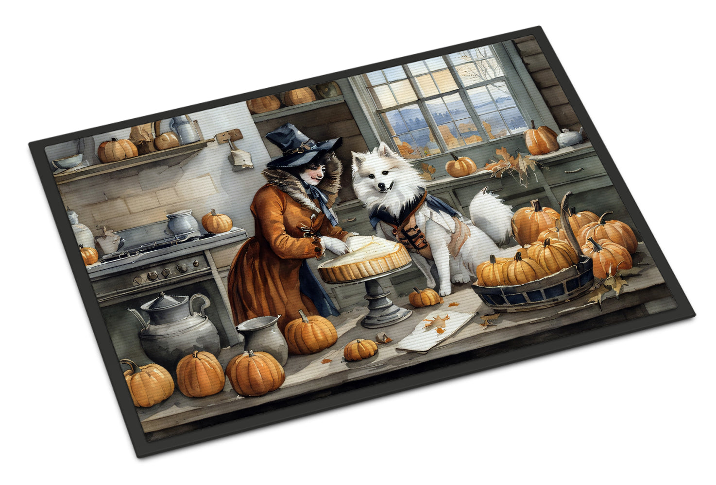 Buy this American Eskimo Fall Kitchen Pumpkins Indoor or Outdoor Mat 24x36