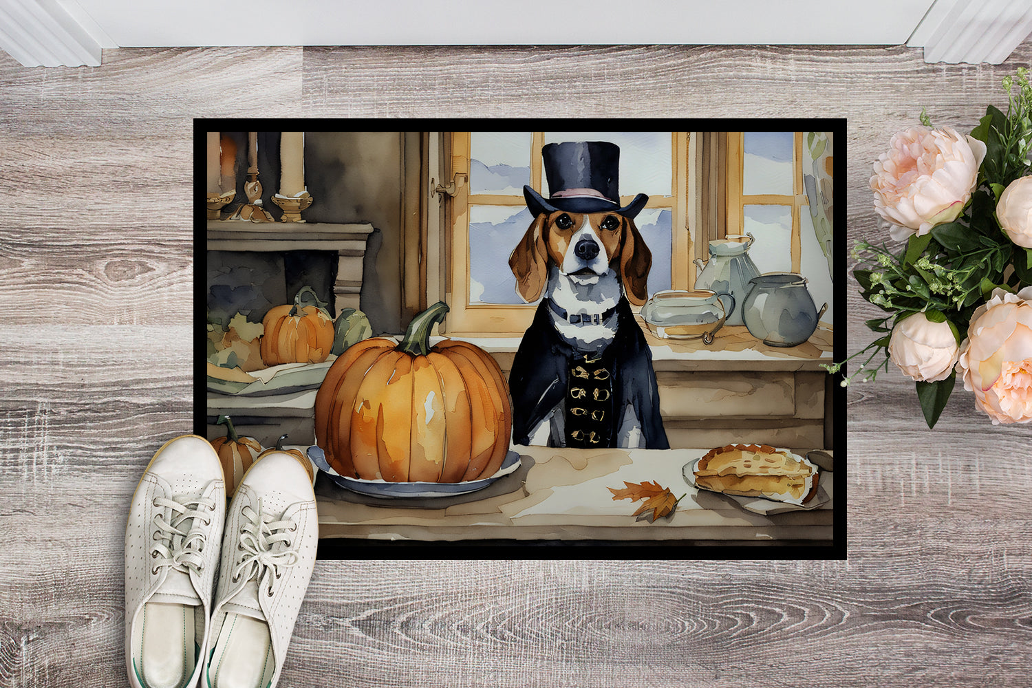 Beagle Fall Kitchen Pumpkins Indoor or Outdoor Mat 24x36
