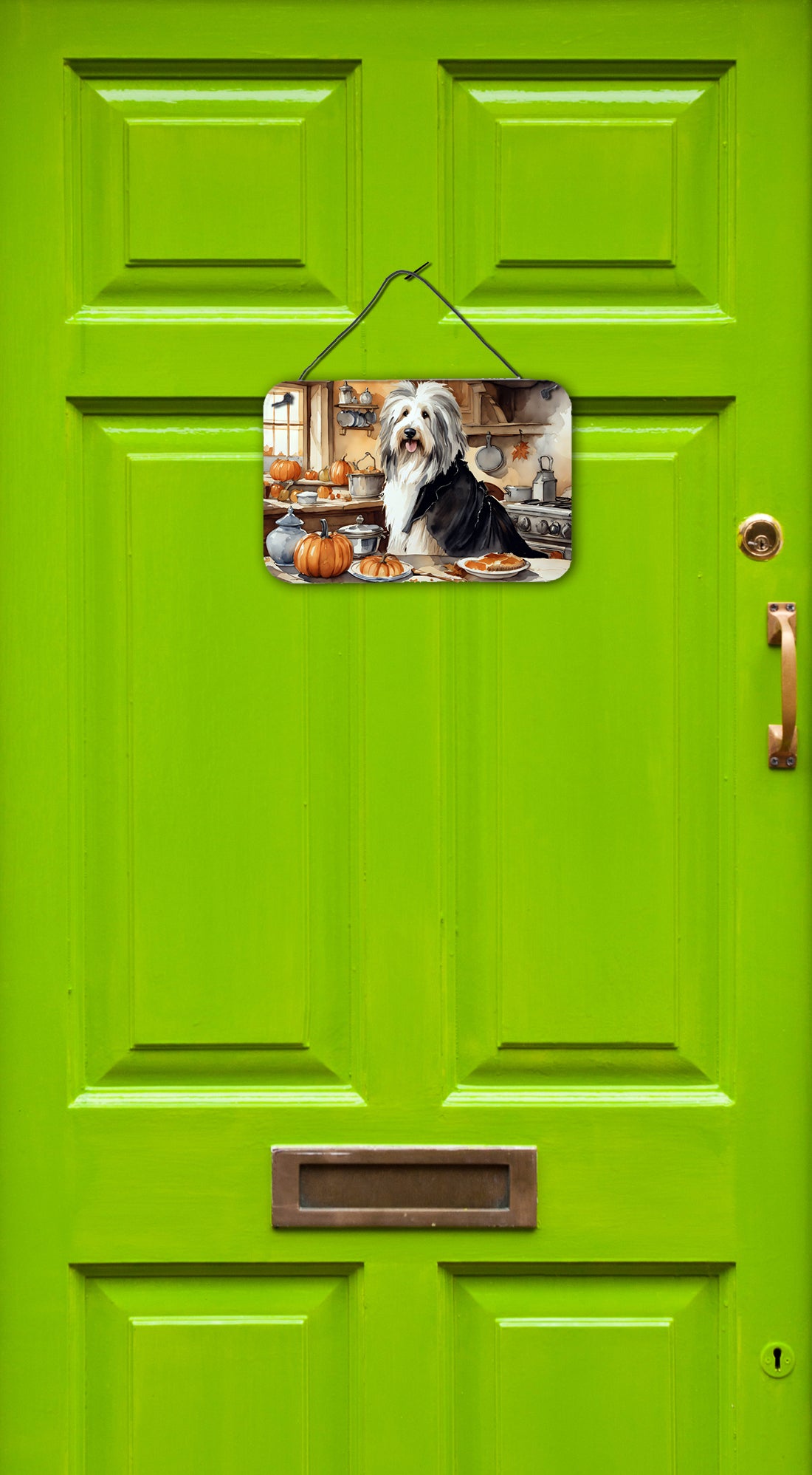 Buy this Bearded Collie Fall Kitchen Pumpkins Wall or Door Hanging Prints