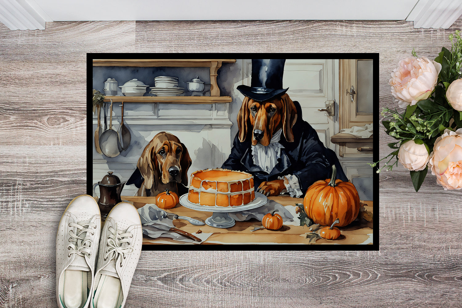 Buy this Bloodhound Fall Kitchen Pumpkins Indoor or Outdoor Mat 24x36