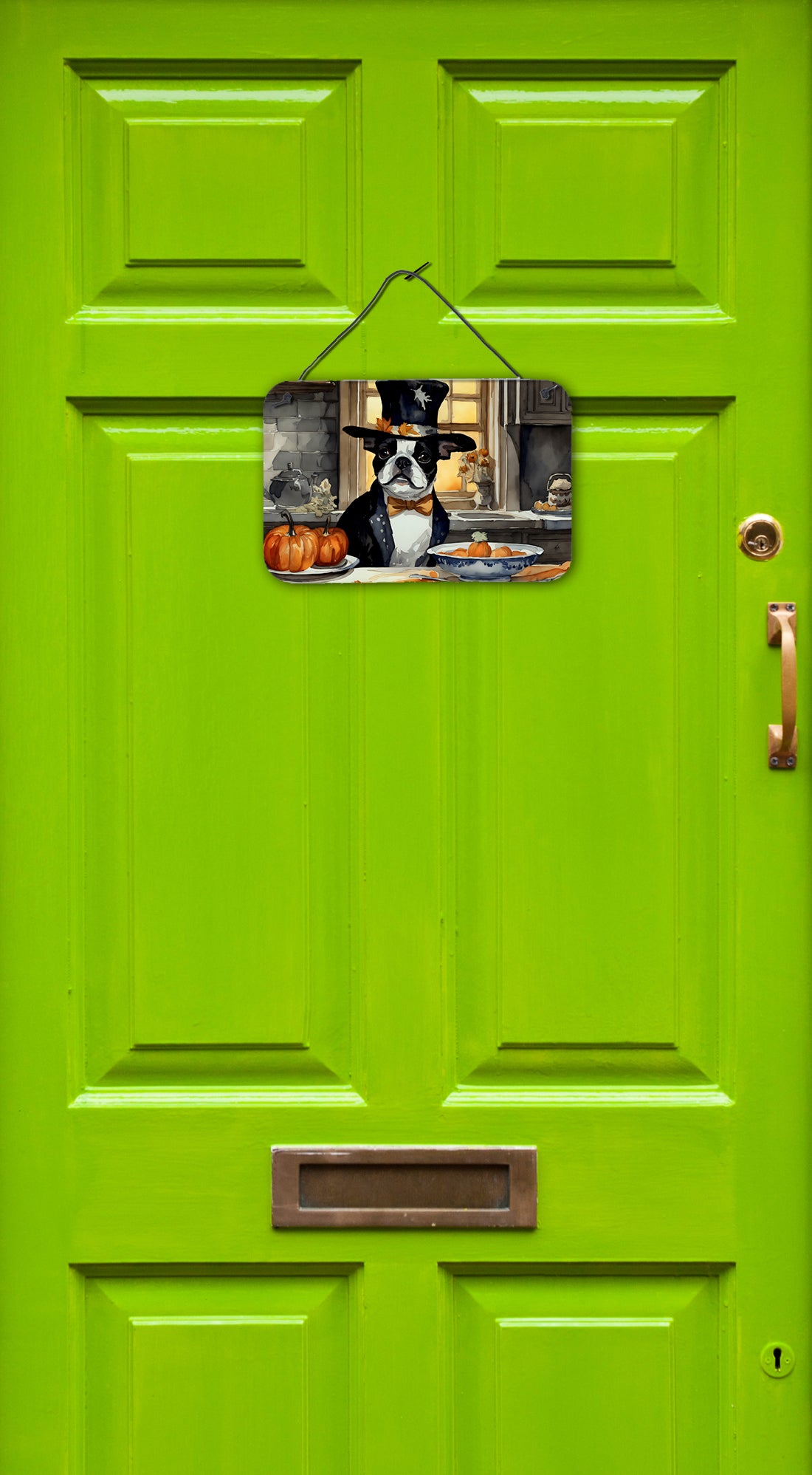 Buy this Boston Terrier Fall Kitchen Pumpkins Wall or Door Hanging Prints