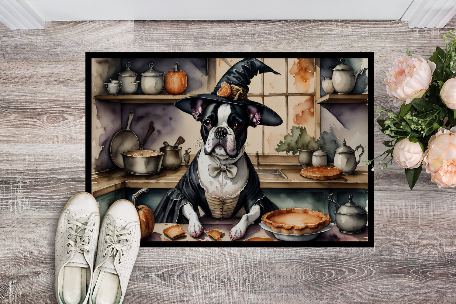 Buy this Boston Terrier Fall Kitchen Pumpkins Doormat 18x27