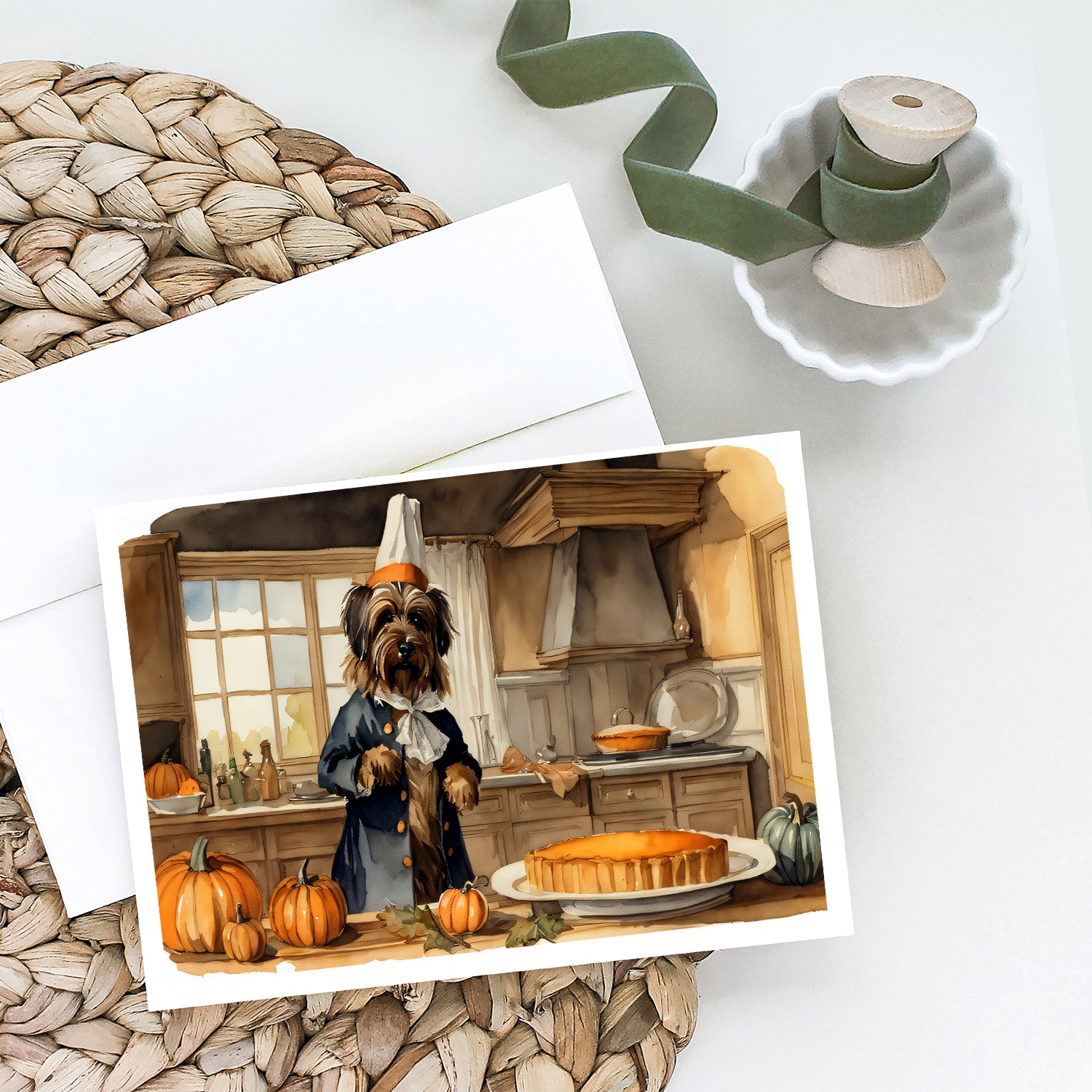 Buy this Briard Fall Kitchen Pumpkins Greeting Cards and Envelopes Pack of 8