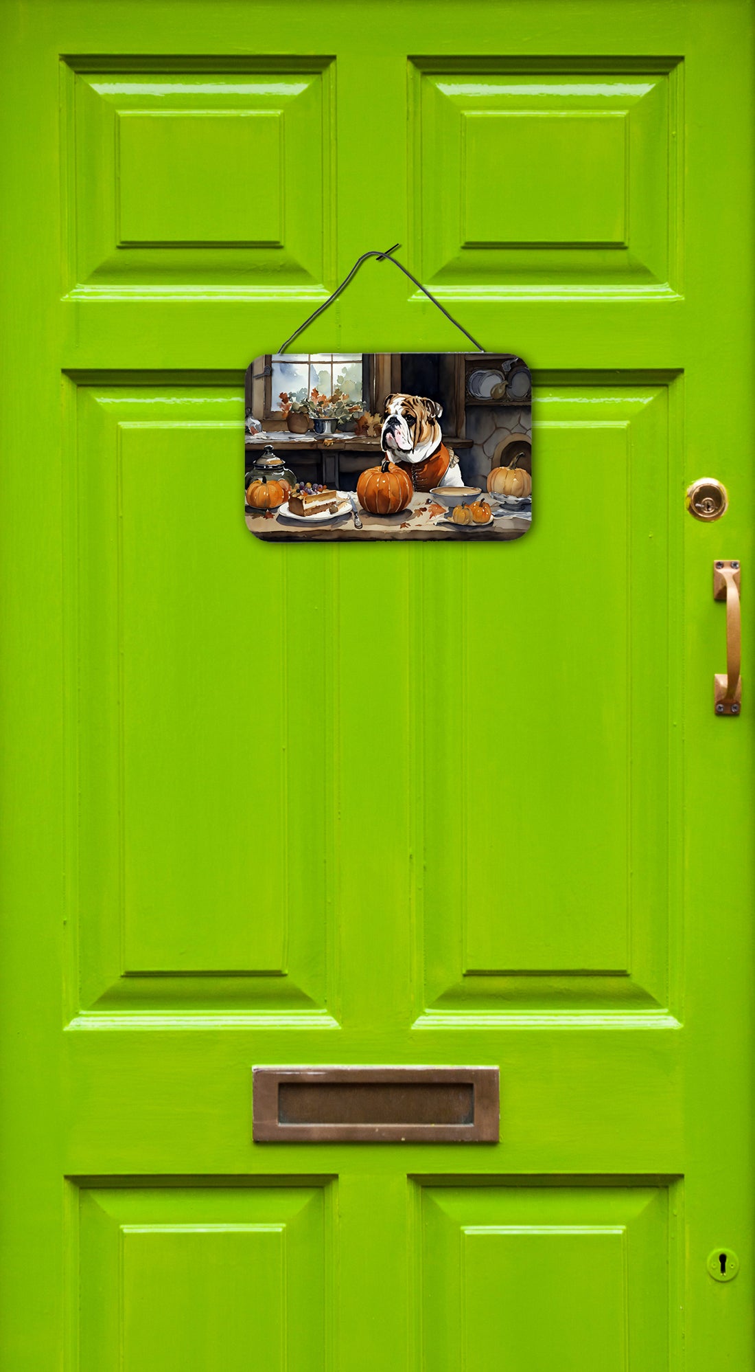 Buy this English Bulldog Fall Kitchen Pumpkins Wall or Door Hanging Prints