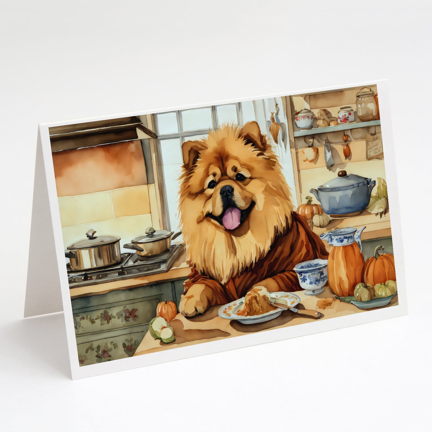 Buy this Chow Chow Fall Kitchen Pumpkins Greeting Cards and Envelopes Pack of 8