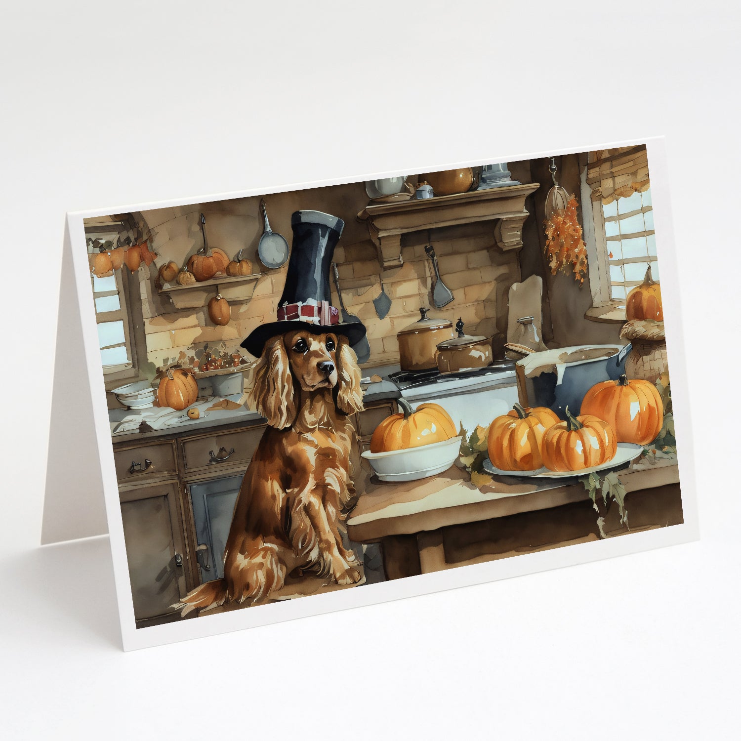 Buy this Cocker Spaniel Fall Kitchen Pumpkins Greeting Cards and Envelopes Pack of 8