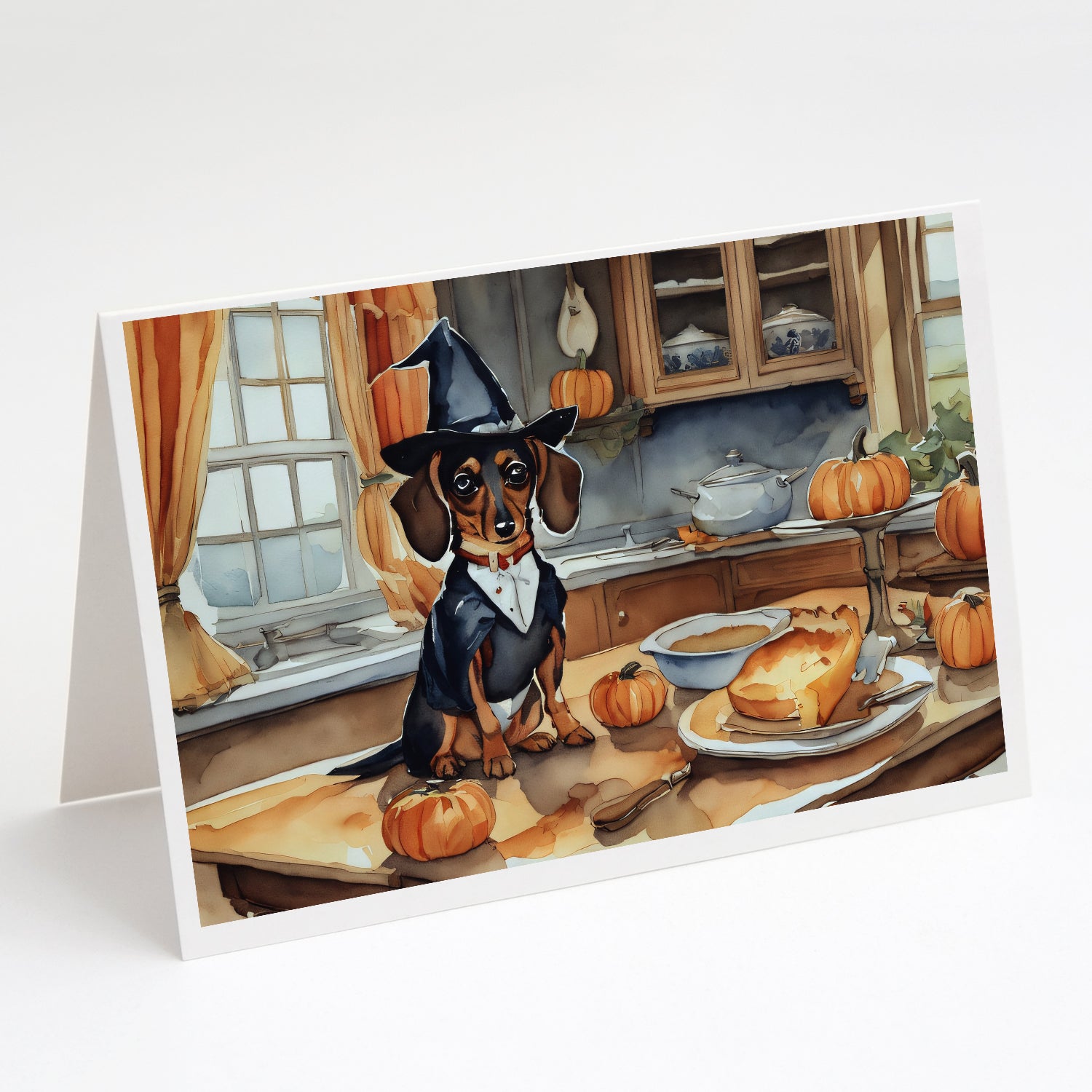 Buy this Dachshund Fall Kitchen Pumpkins Greeting Cards and Envelopes Pack of 8