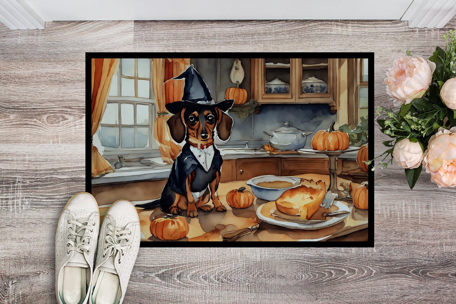 Buy this Dachshund Fall Kitchen Pumpkins Indoor or Outdoor Mat 24x36
