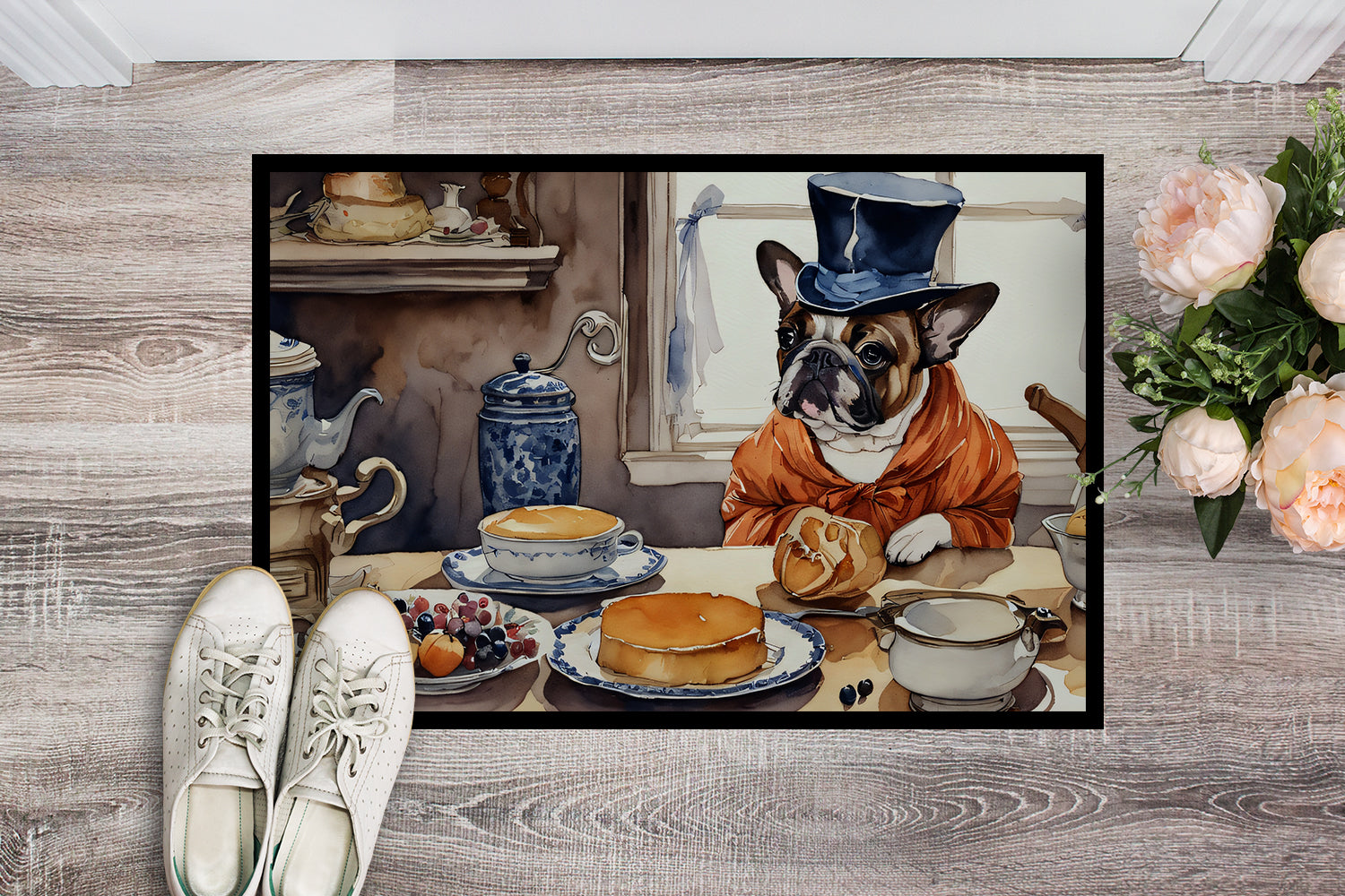 Buy this French Bulldog Fall Kitchen Pumpkins Indoor or Outdoor Mat 24x36