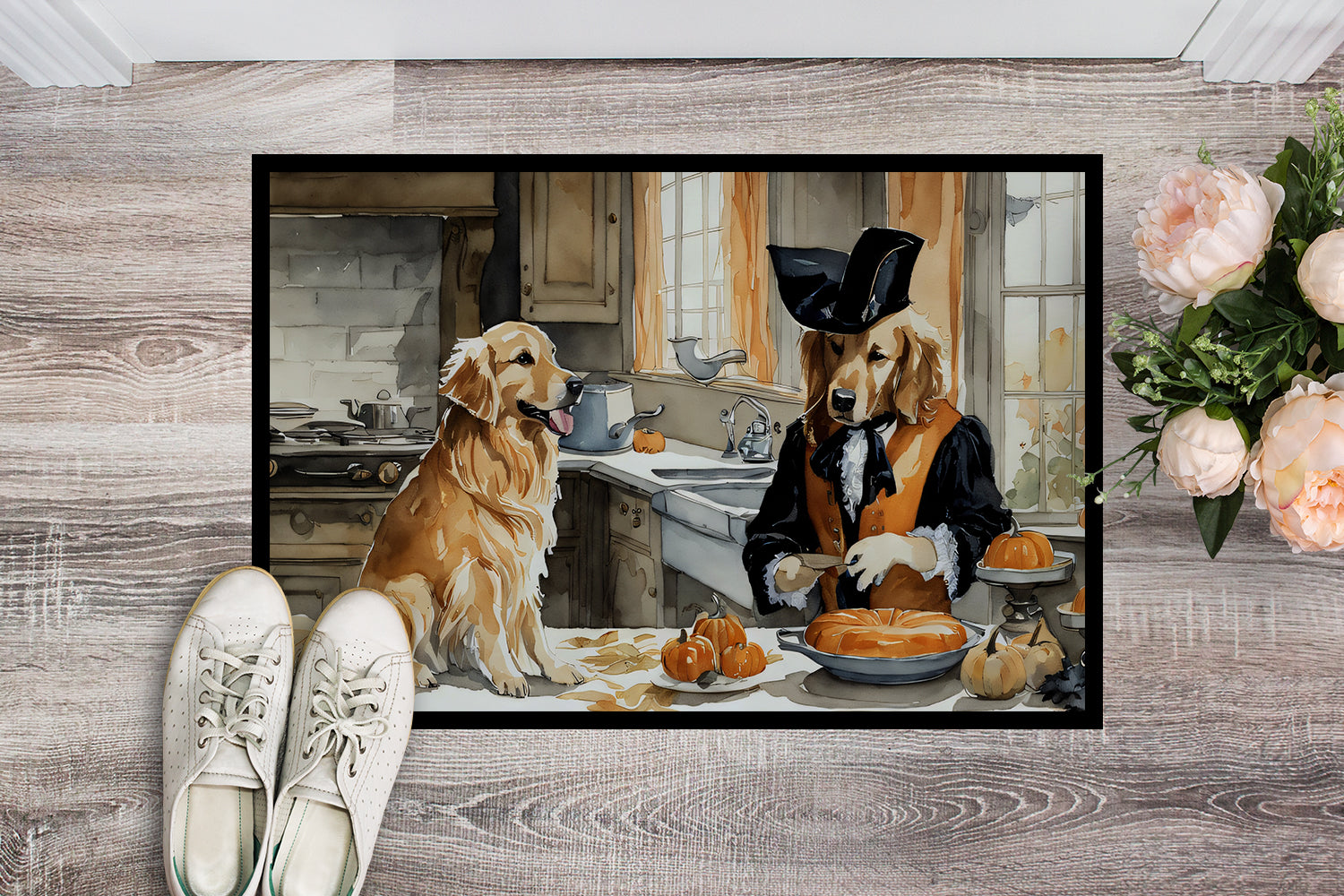Buy this Golden Retriever Fall Kitchen Pumpkins Indoor or Outdoor Mat 24x36