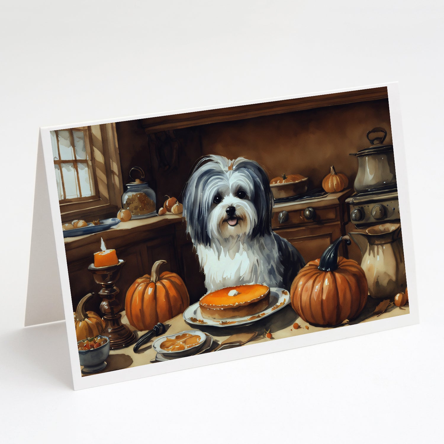 Buy this Havanese Fall Kitchen Pumpkins Greeting Cards and Envelopes Pack of 8