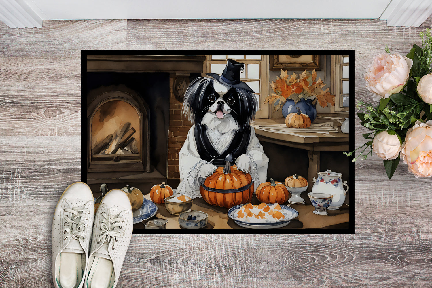 Buy this Japanese Chin Fall Kitchen Pumpkins Indoor or Outdoor Mat 24x36