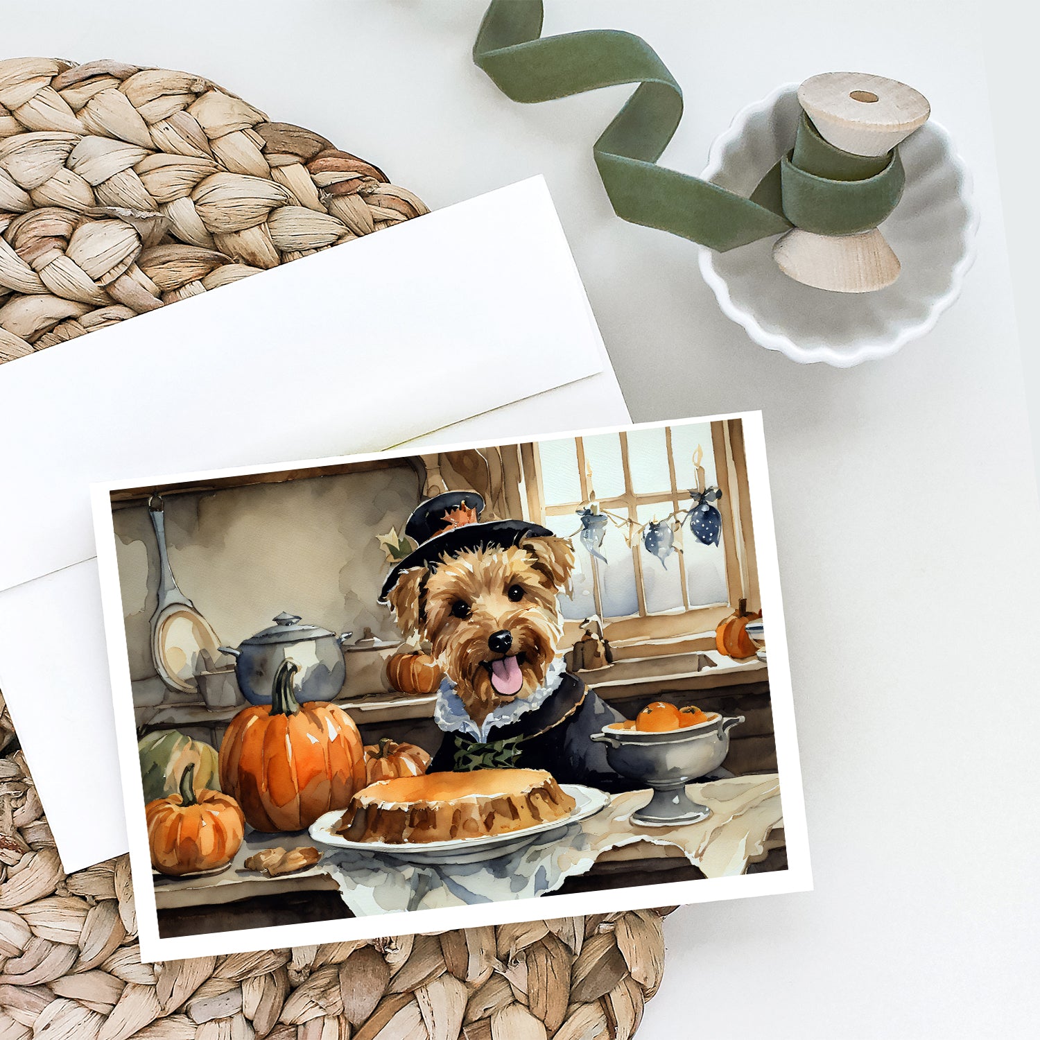 Lakeland Terrier Fall Kitchen Pumpkins Greeting Cards and Envelopes Pack of 8