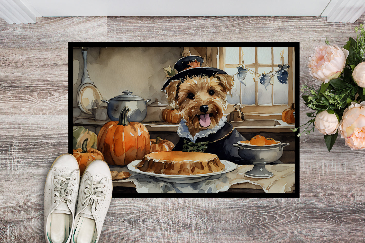 Buy this Lakeland Terrier Fall Kitchen Pumpkins Doormat 18x27